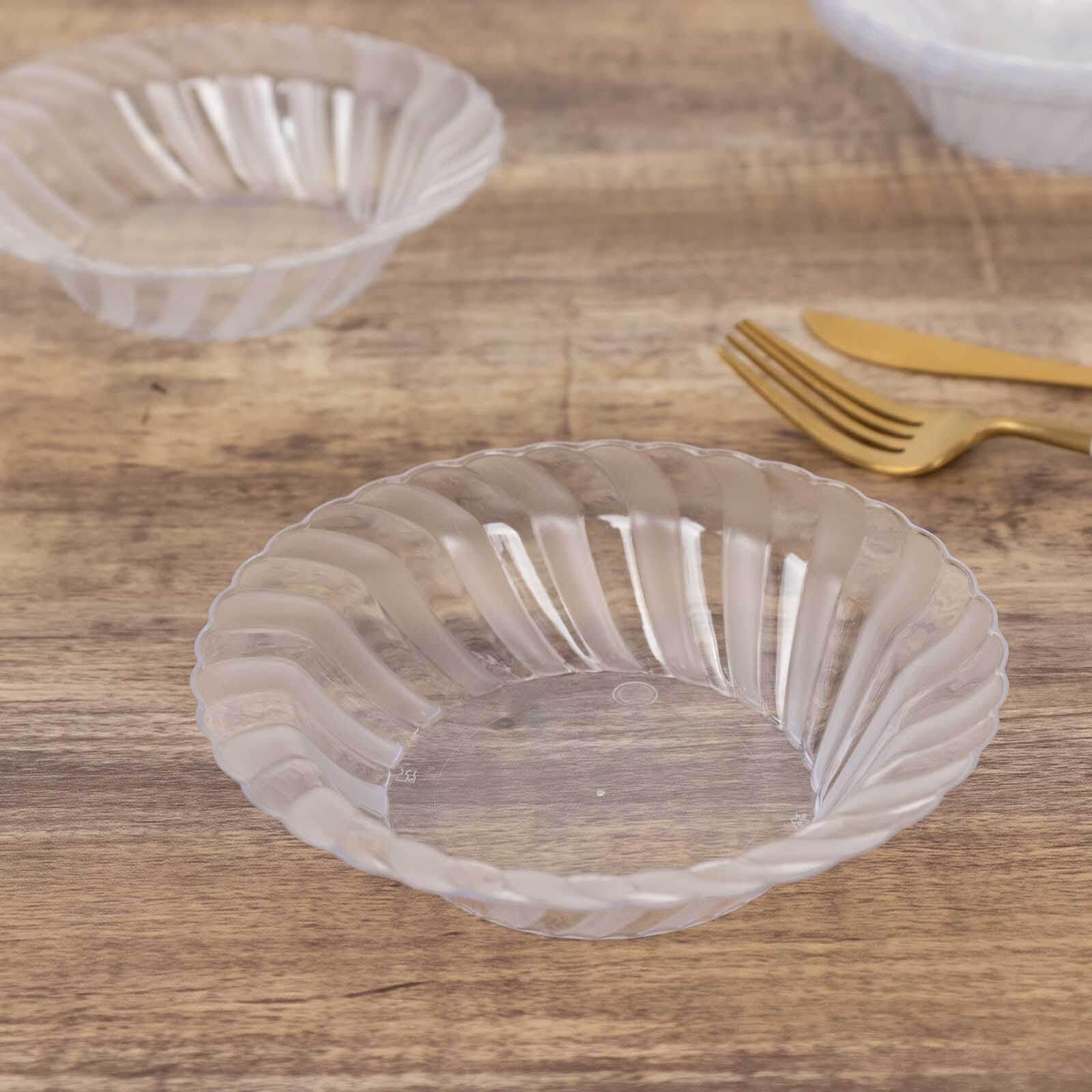 Hot Deal! 10-Pack Durable Disposable 5oz Clear Flared Hard Plastic Fruit Bowls for Desserts