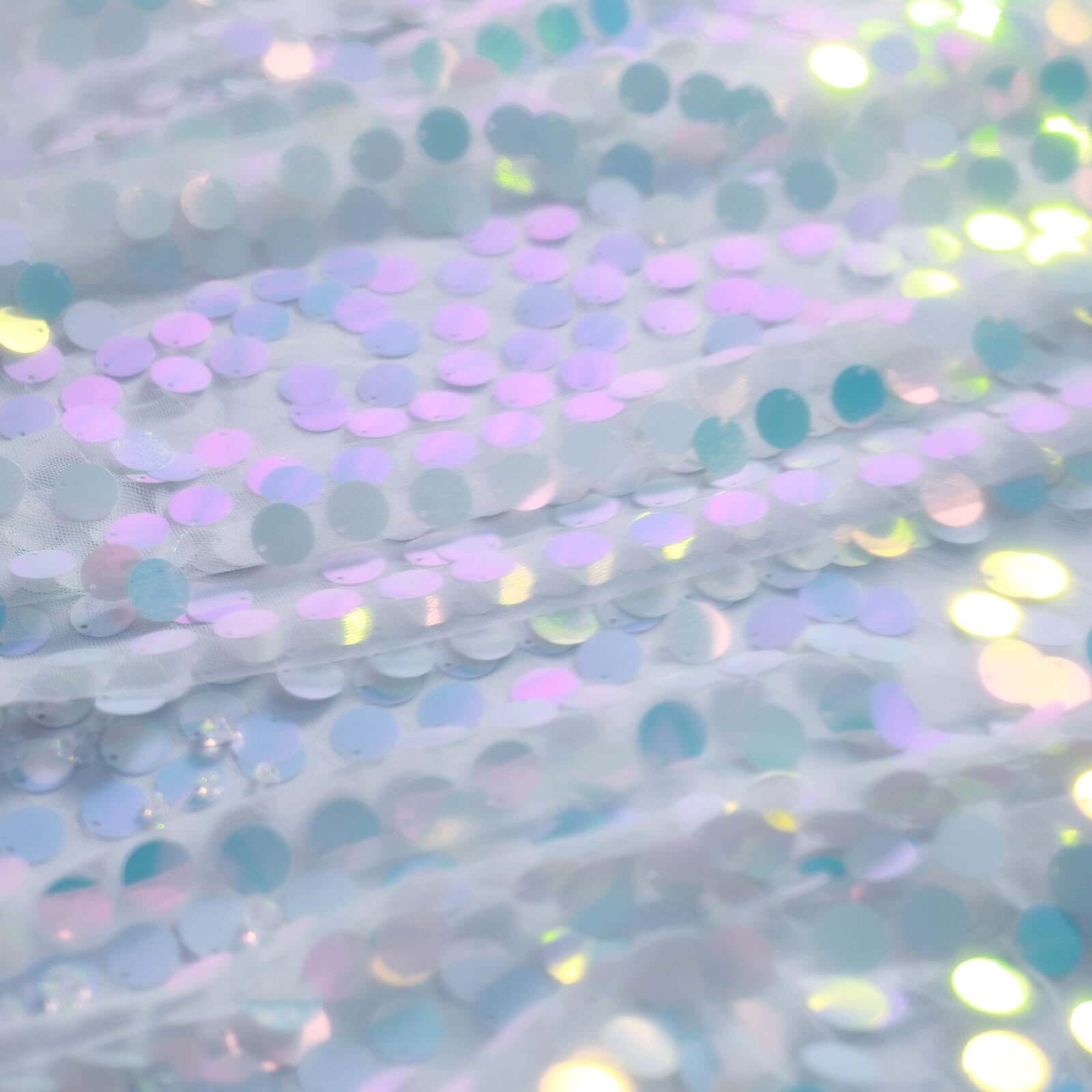 Iridescent Blue Sequin Rectangle Tablecloth - 90x132 Inches, Seamless, Perfect for Events