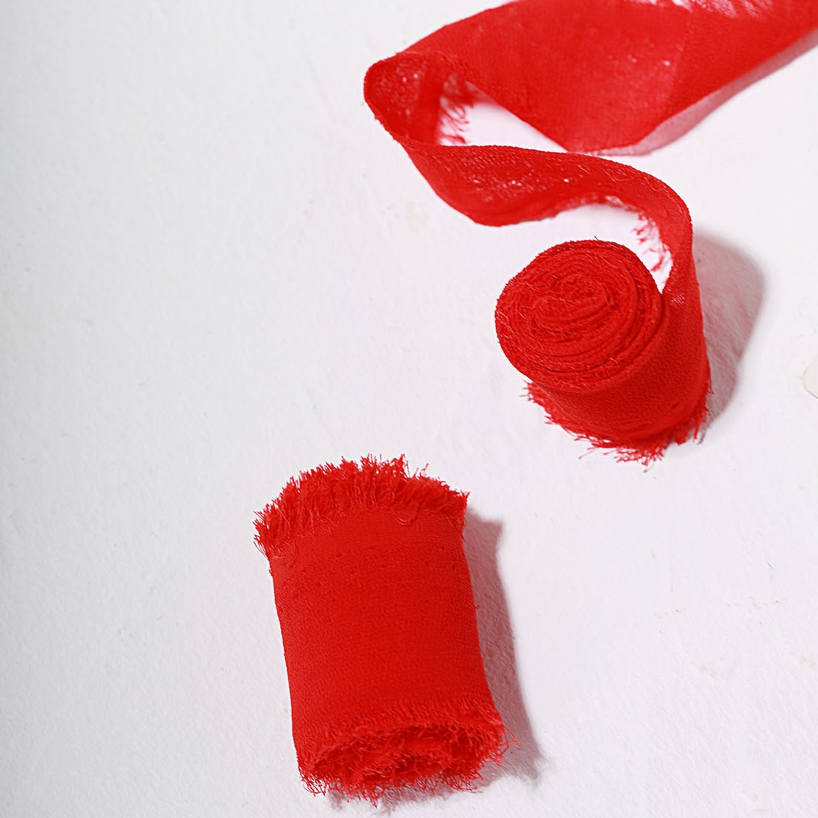 2-Pack Special Offer: 6-Yard Red Silk-Like Chiffon Linen Ribbon Rolls for Gift Wrapping & Decor