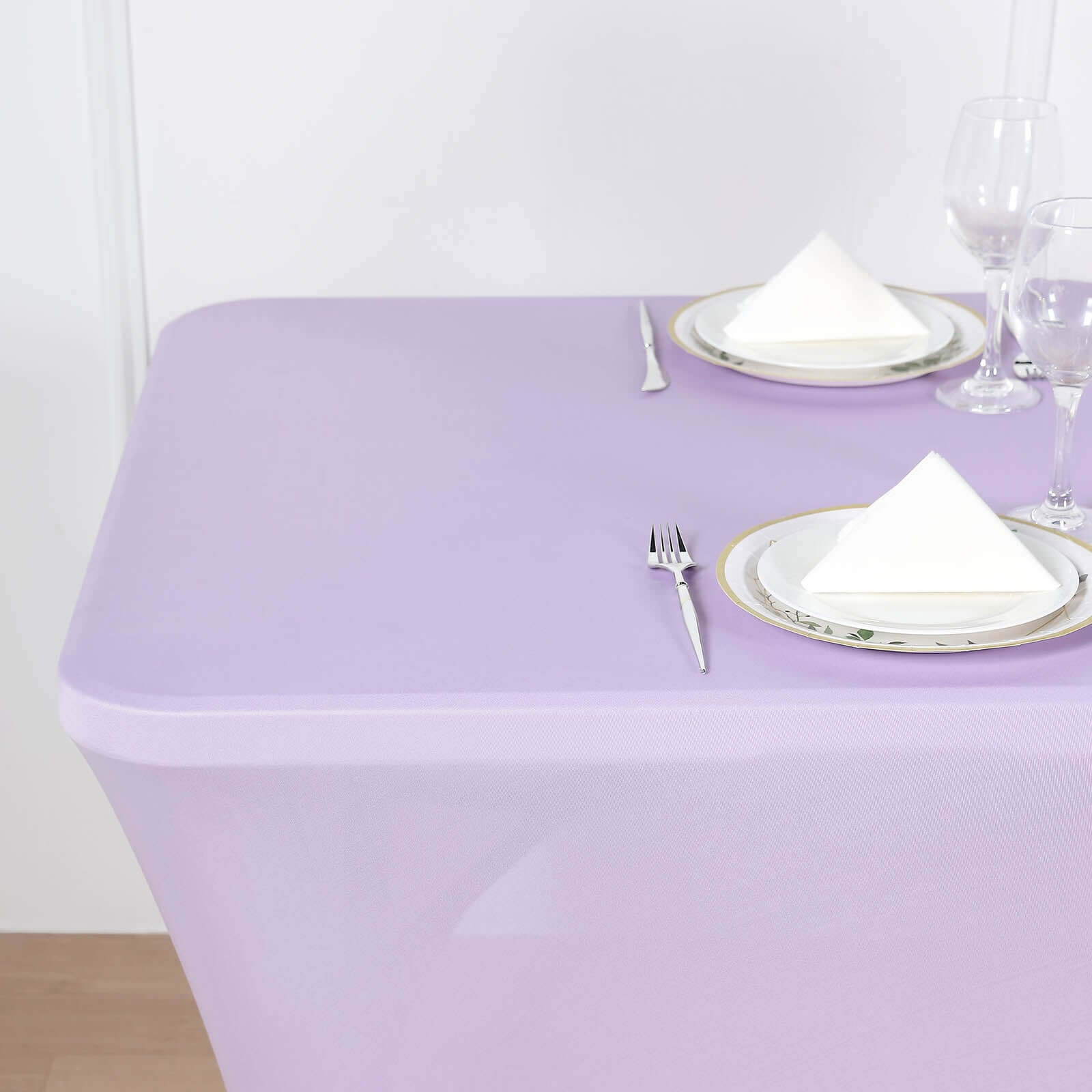 Durable 6ft Lavender Lilac Spandex Stretch Rectangle Tablecloth for Events