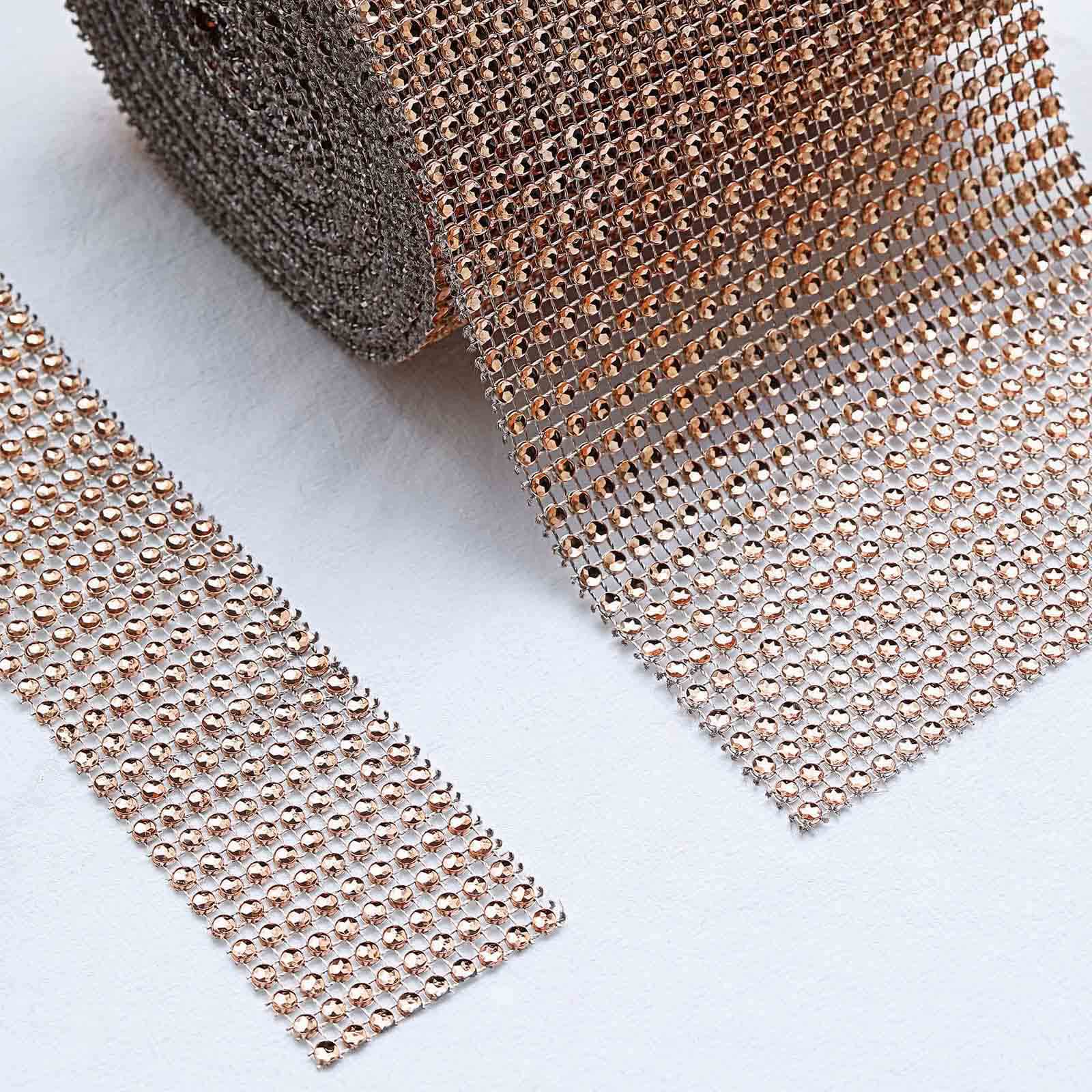Hot Sale! 5x10 Yards Champagne Shiny Diamond Rhinestone Ribbon Roll for DIY Crafts and Decor