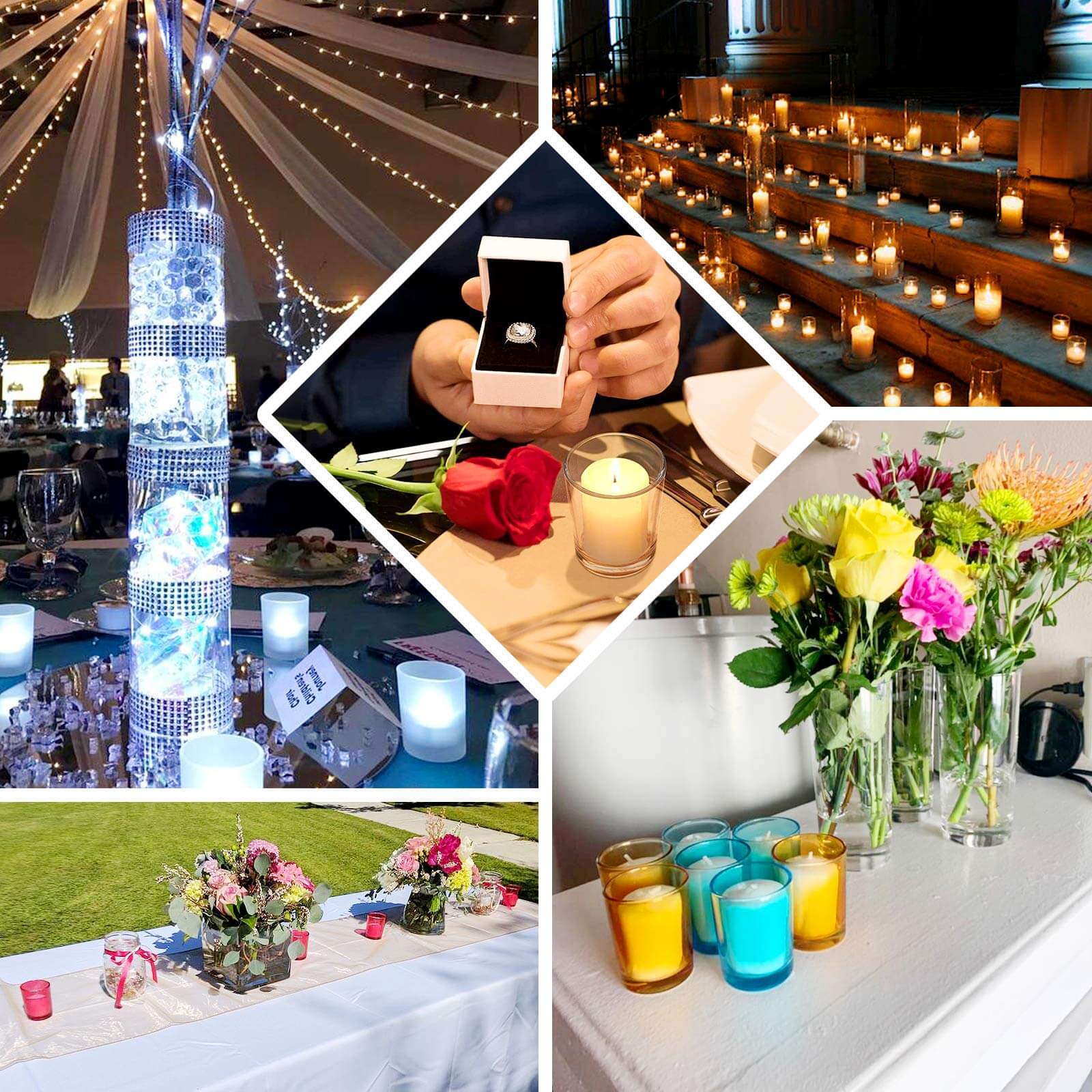 12-Pack Clear Glass Votive Candle Holders for Weddings & Events