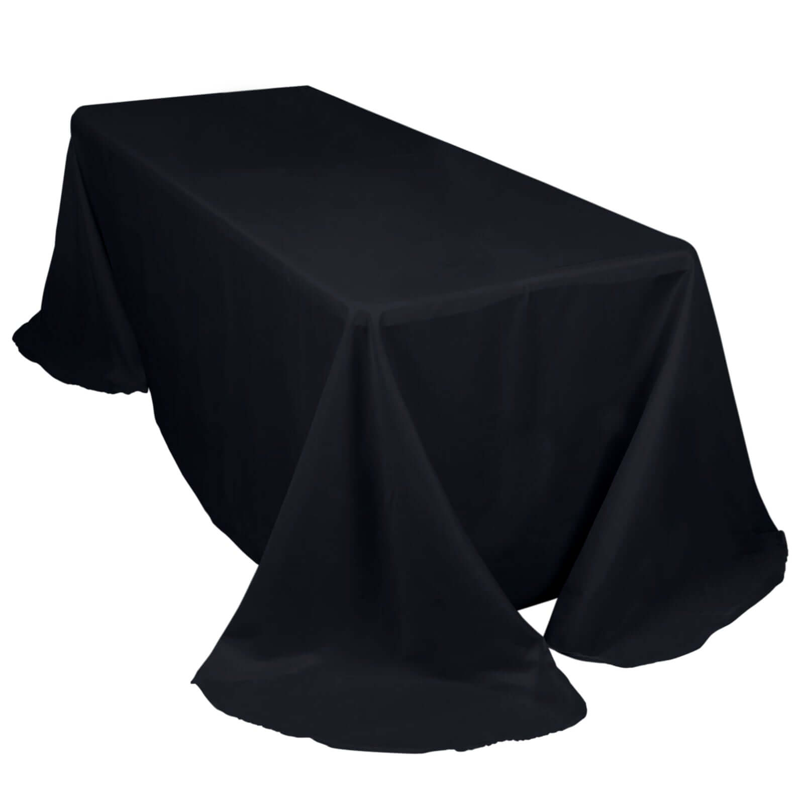 Black Seamless Polyester Rectangle Tablecloth with Rounded Corners, 90x132