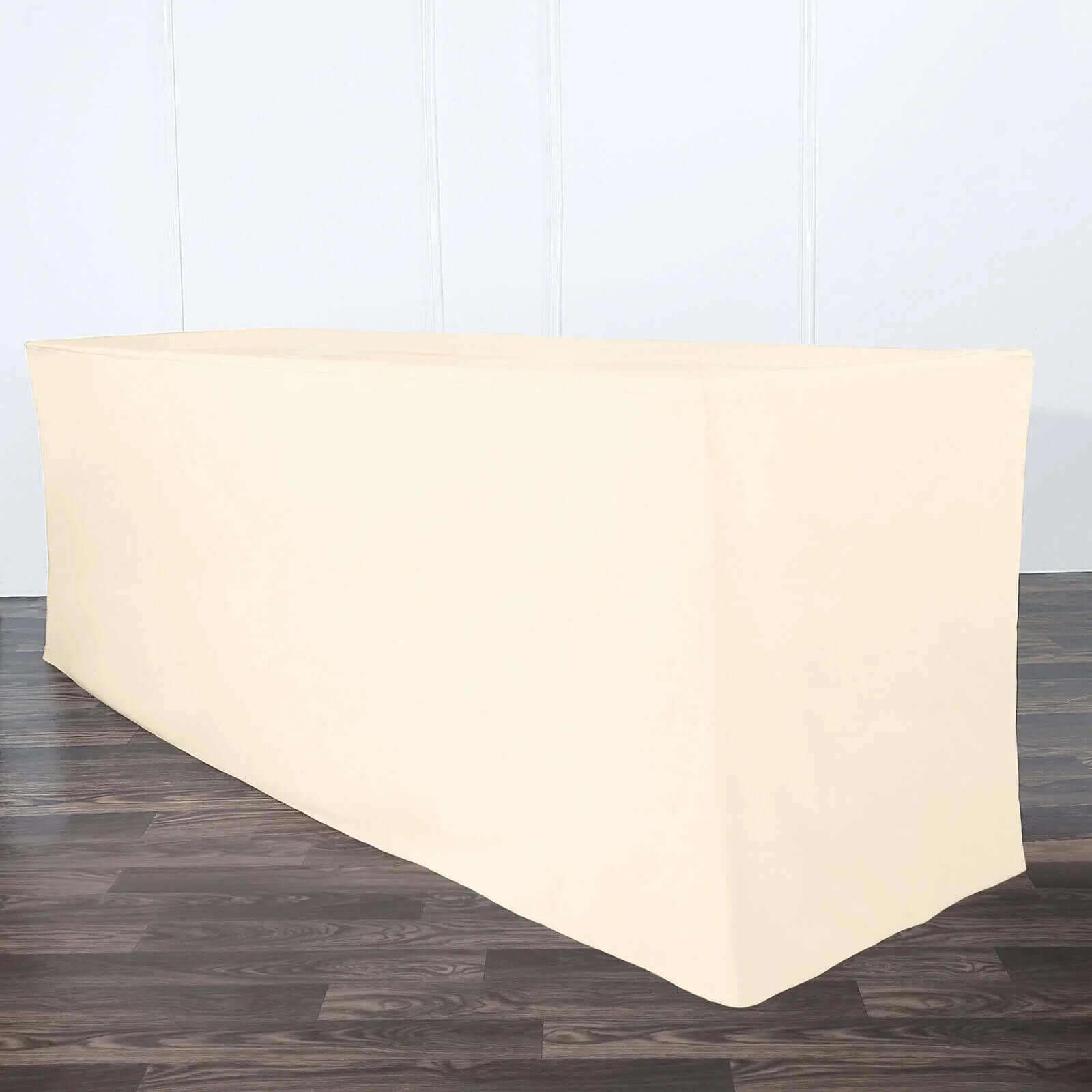 Durable Beige Fitted Polyester Tablecloth for 96x30 Rectangle Tables