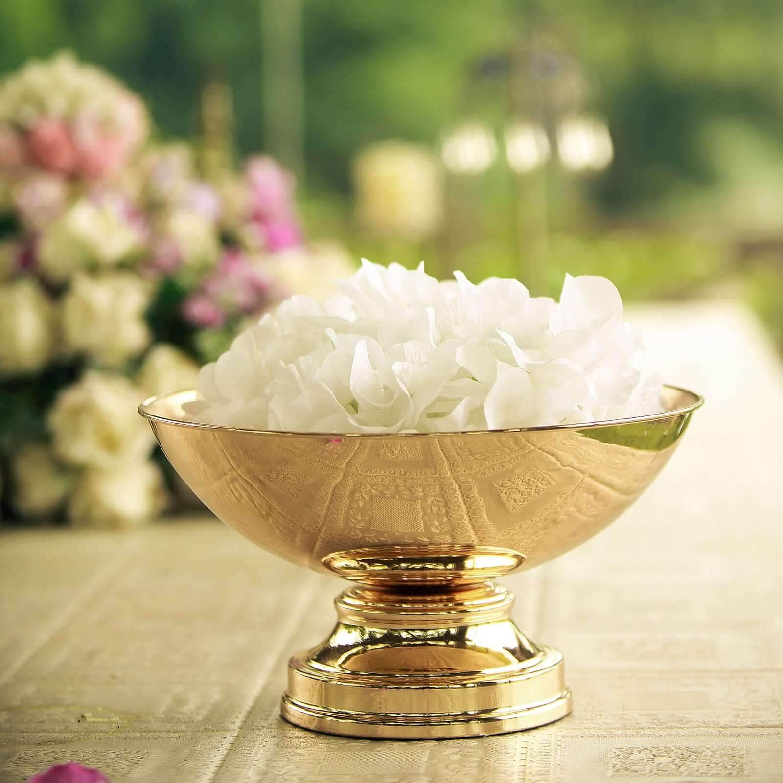 Hot Sale! Gold Metal Round Pedestal Flower Pot - 12
