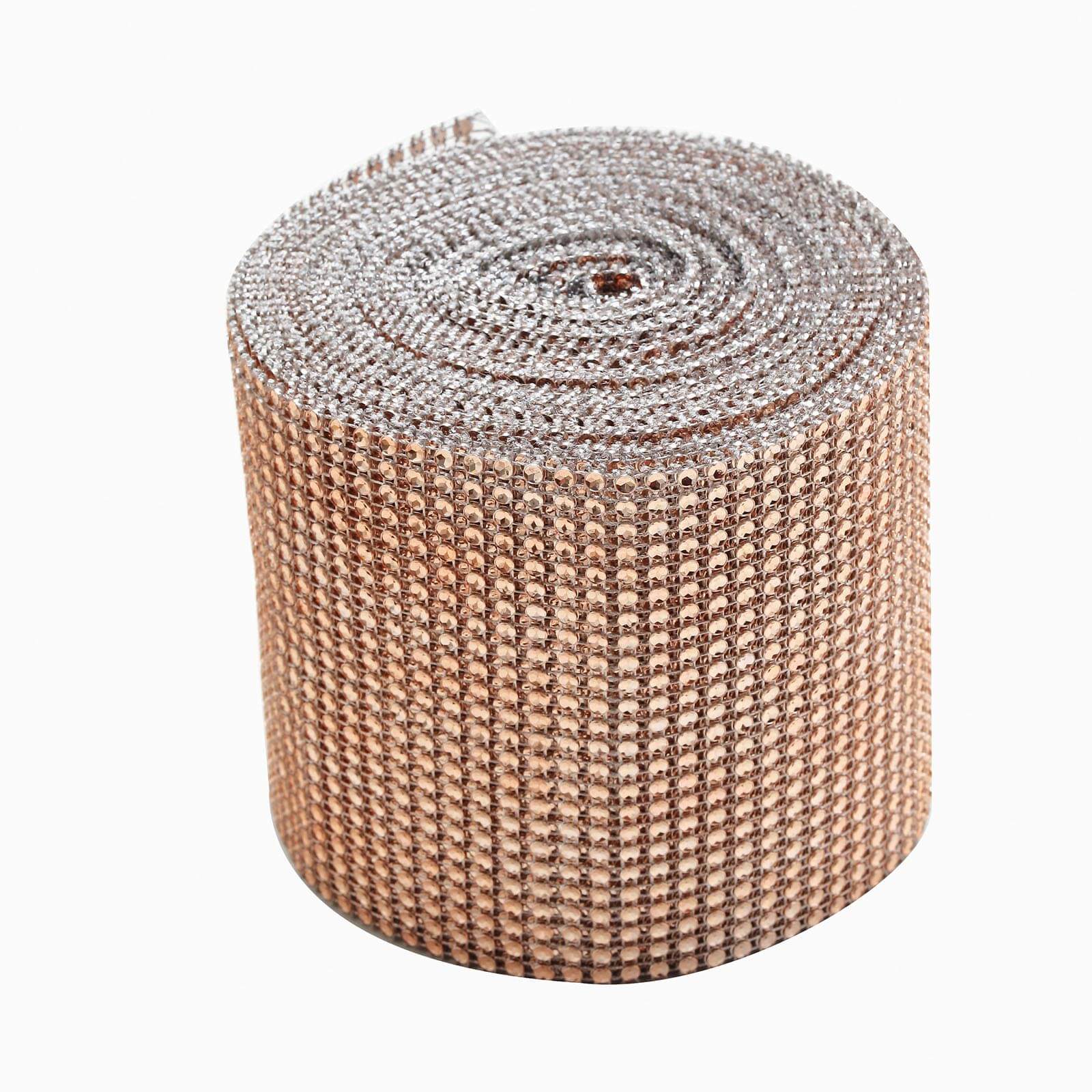 Hot Sale! 5x10 Yards Champagne Shiny Diamond Rhinestone Ribbon Roll for DIY Crafts and Decor
