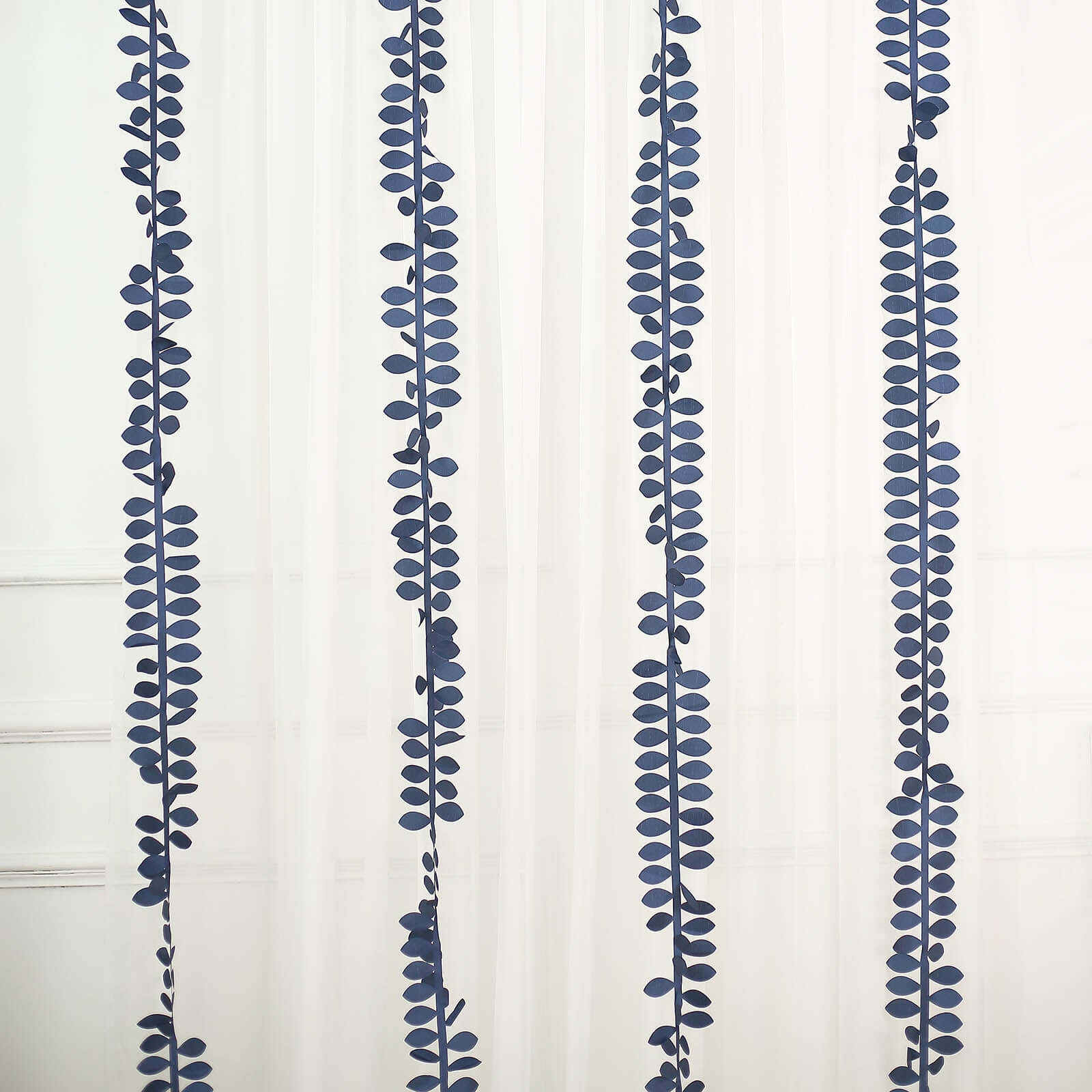 Navy Blue Taffeta Ribbon Sash with 4 - Leaf Petal Design, 50ft - Ideal for Decor