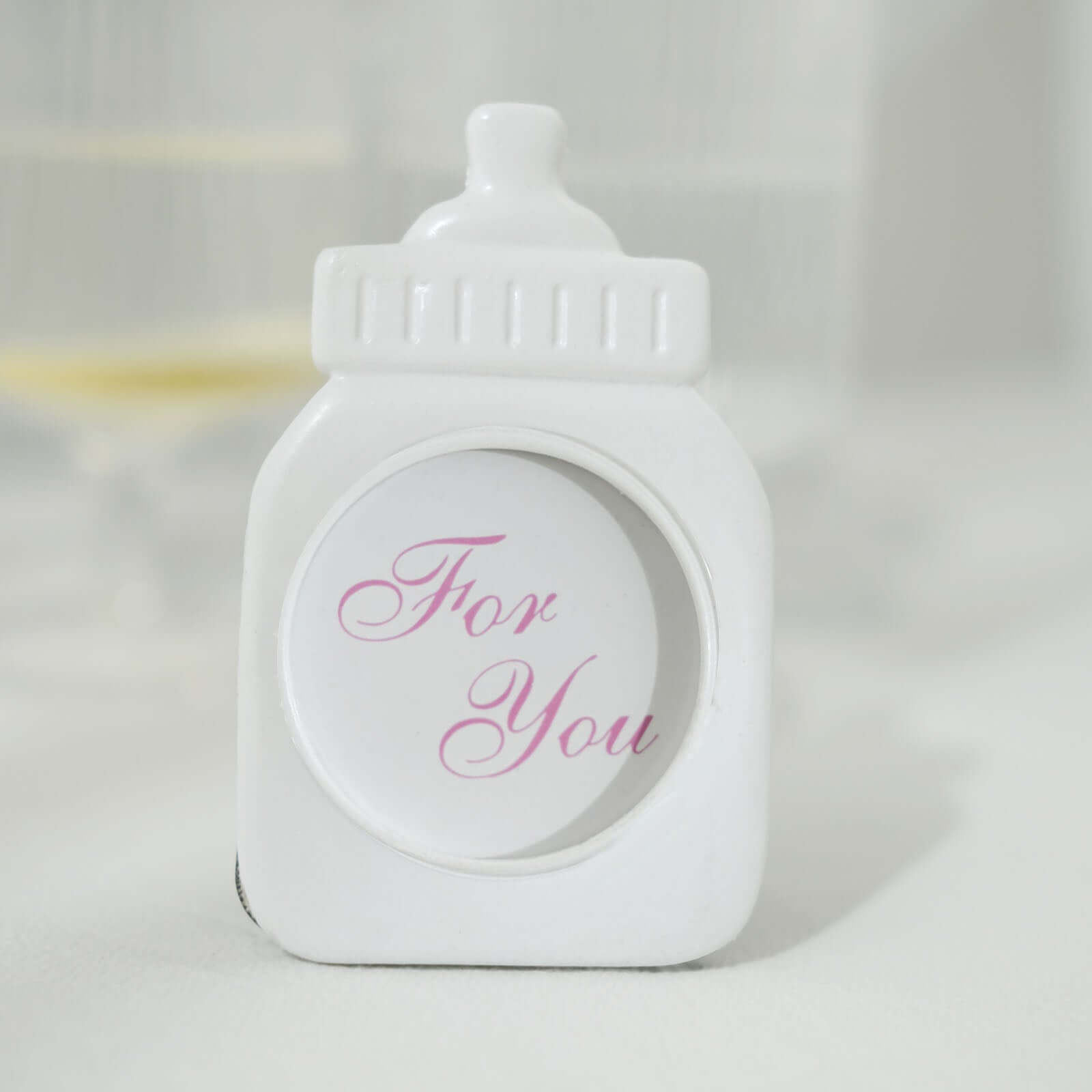 4-Pack White Resin Baby Bottle Photo Frames - Ideal Party Favors for Baby Showers & Gender Reveals