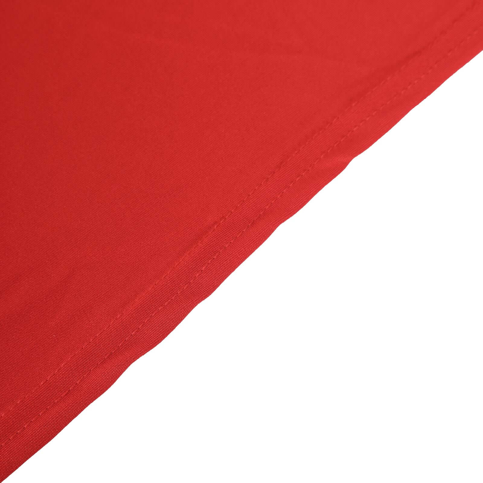 Red Stretch Spandex 96x30 Rectangle Table Cover with Curved Open Back for Professional Look