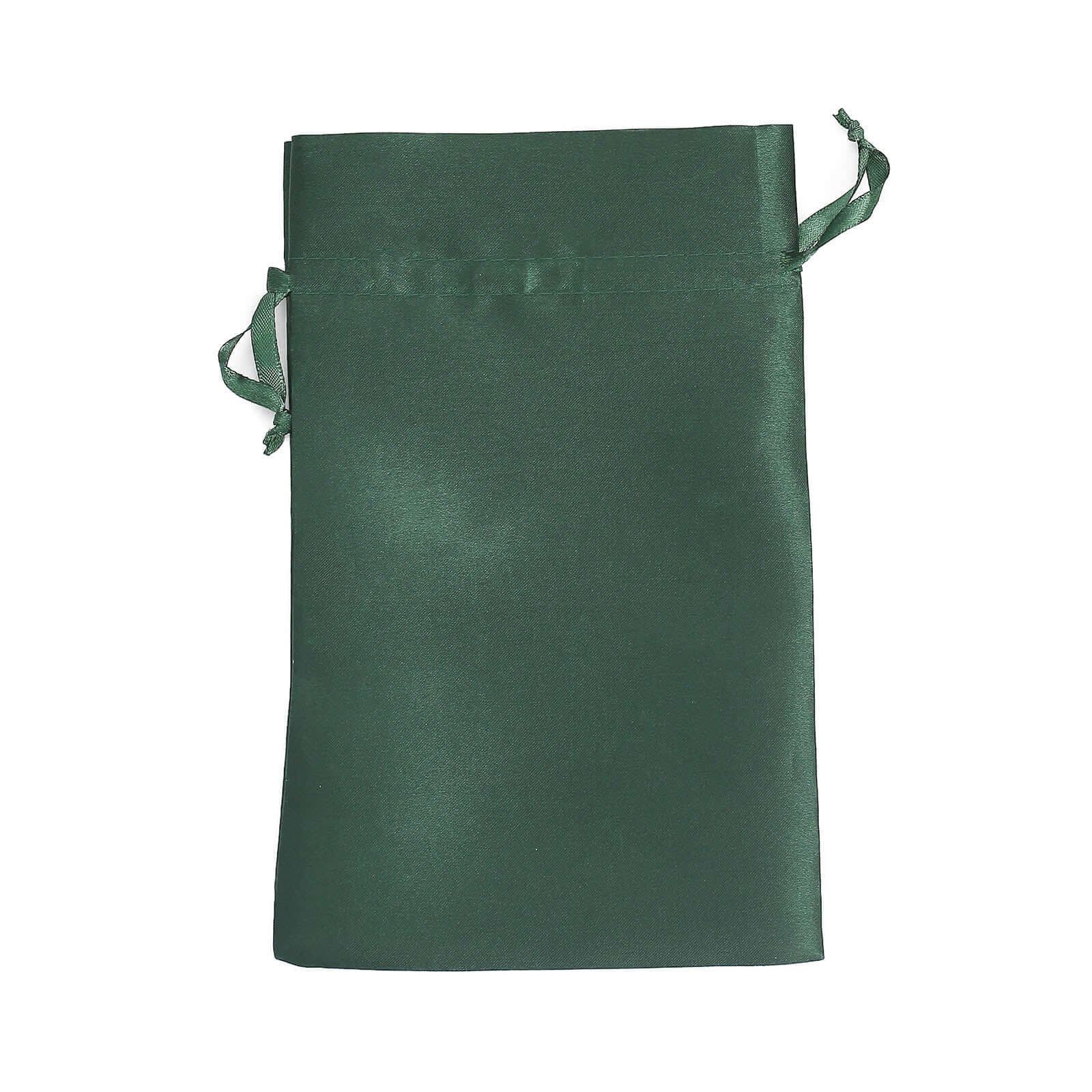 12-Piece Set of 6x9 Hunter Emerald Green Satin Drawstring Wedding Favor Gift Bags