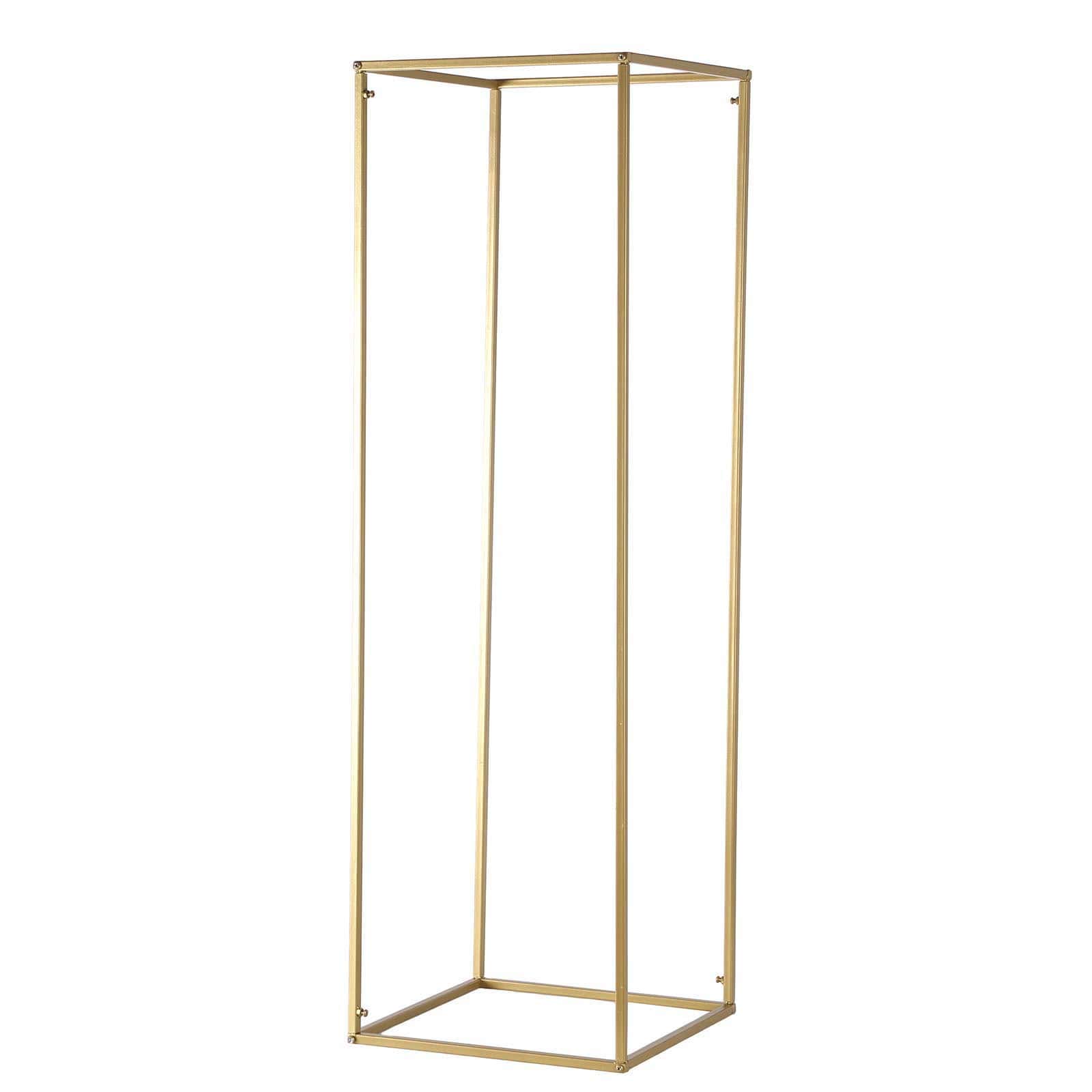 2-Pack Matte Gold Metal Rectangular Geometric Column Flower Stand for Elegant Arrangements