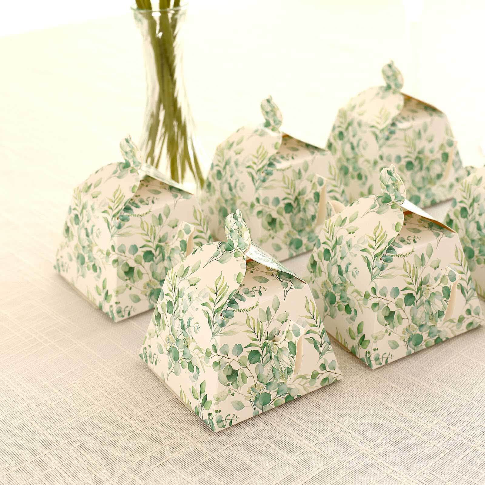 25-Pack Tea Time Mini Teapot Party Favor Boxes with Eucalyptus Greenery - Great Gift Idea