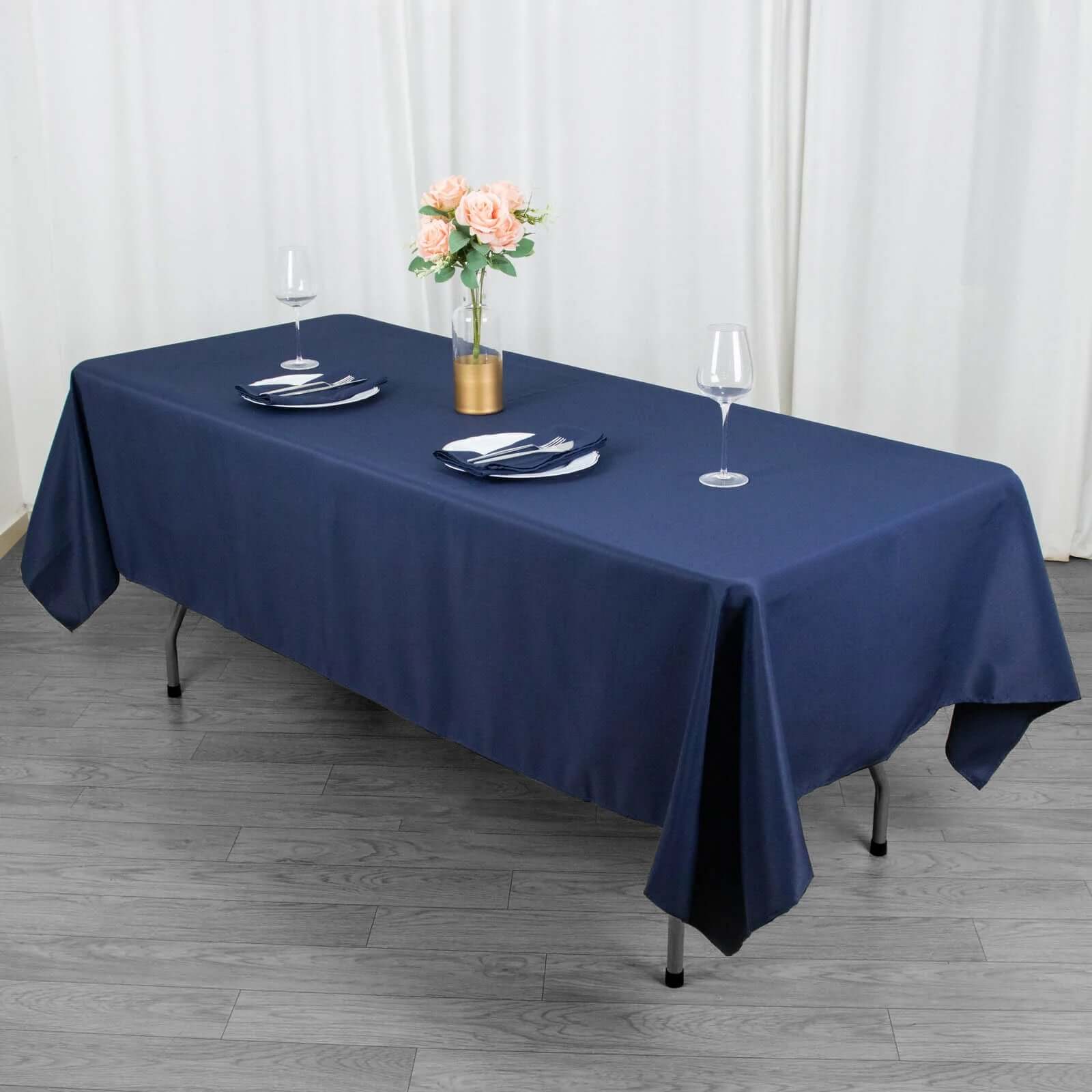 Exclusive Navy Blue 60x102 Rectangle Polyester Tablecloth - 220GSM Durable & Wrinkle-Free