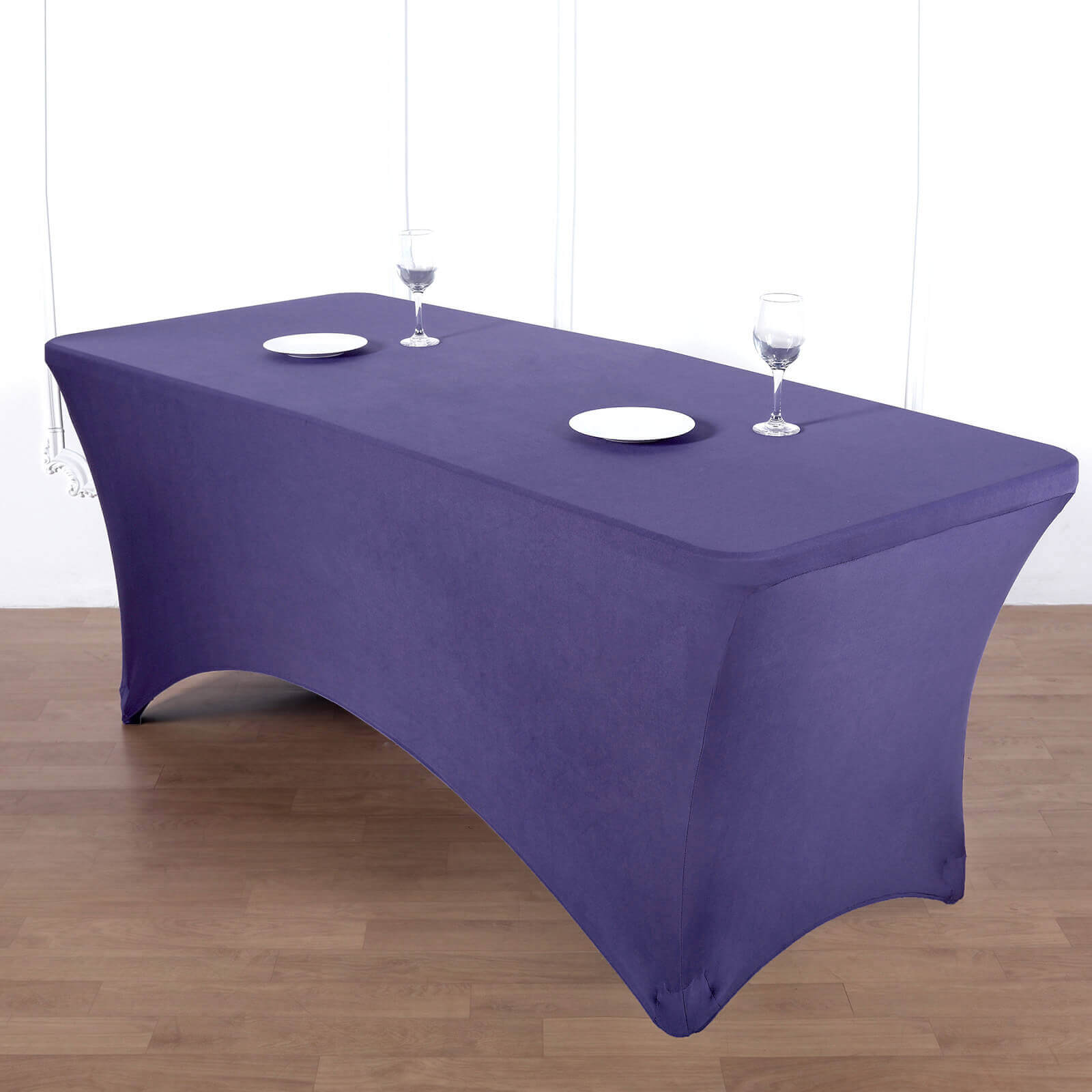 Purple Durable Stretch Spandex 96x30 Rectangle Table Cover - Ideal for Events