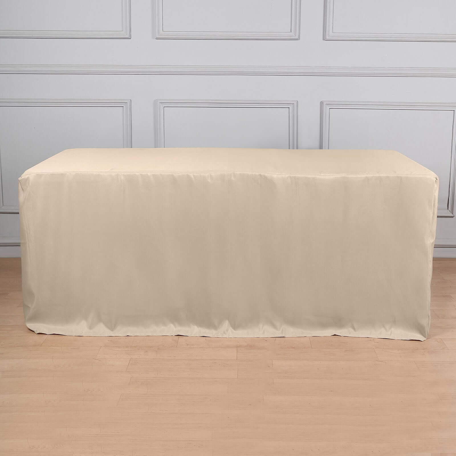 Durable Nude Fitted Polyester Tablecloth for 6FT Rectangle Tables - Ideal for Events