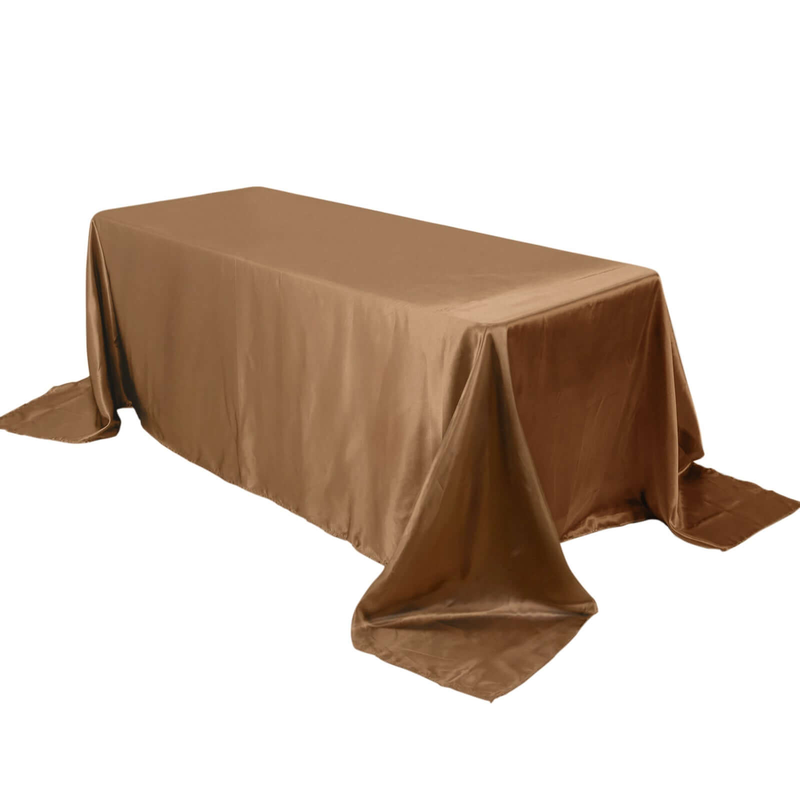 Premium Seamless Satin Taupe Tablecloth 90x132 for Weddings and Events