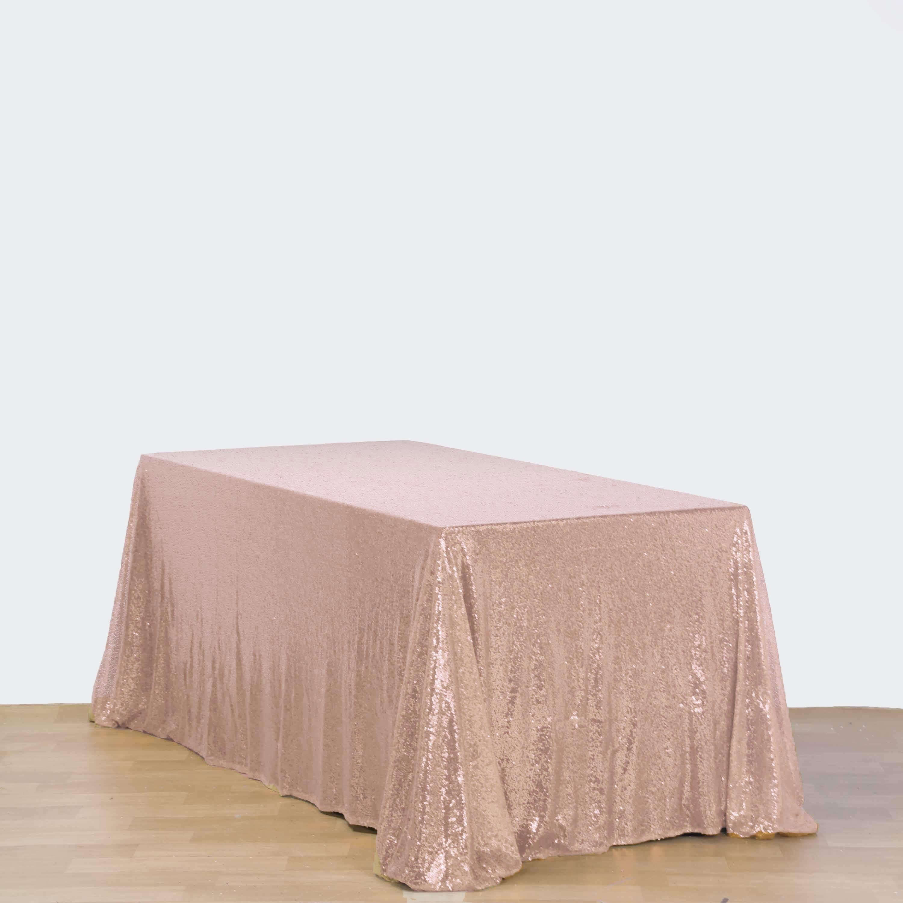 Rose Gold Seamless Twinkling Sequin Rectangle Tablecloth 90x156