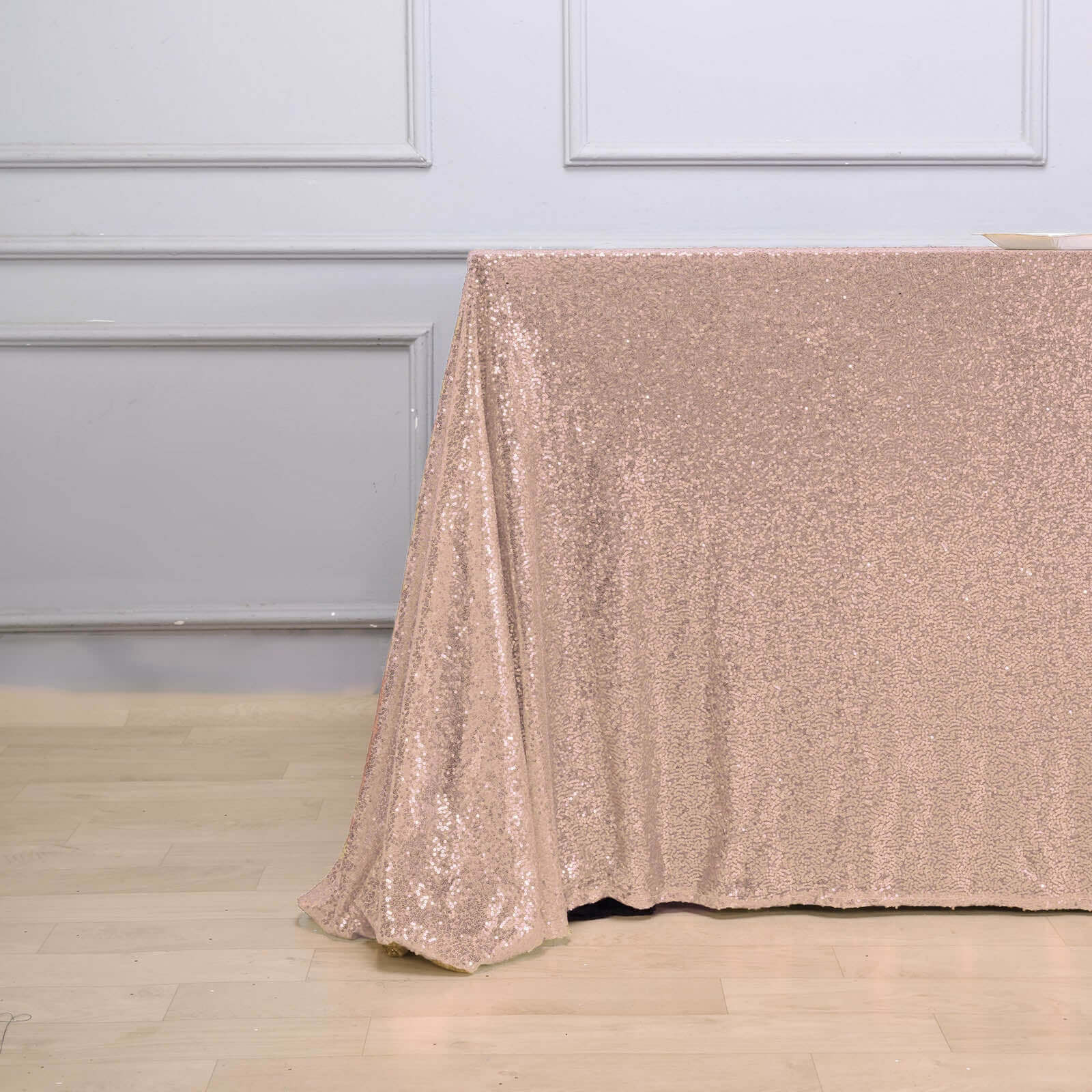 Rose Gold Seamless Twinkling Sequin Rectangle Tablecloth 90x156