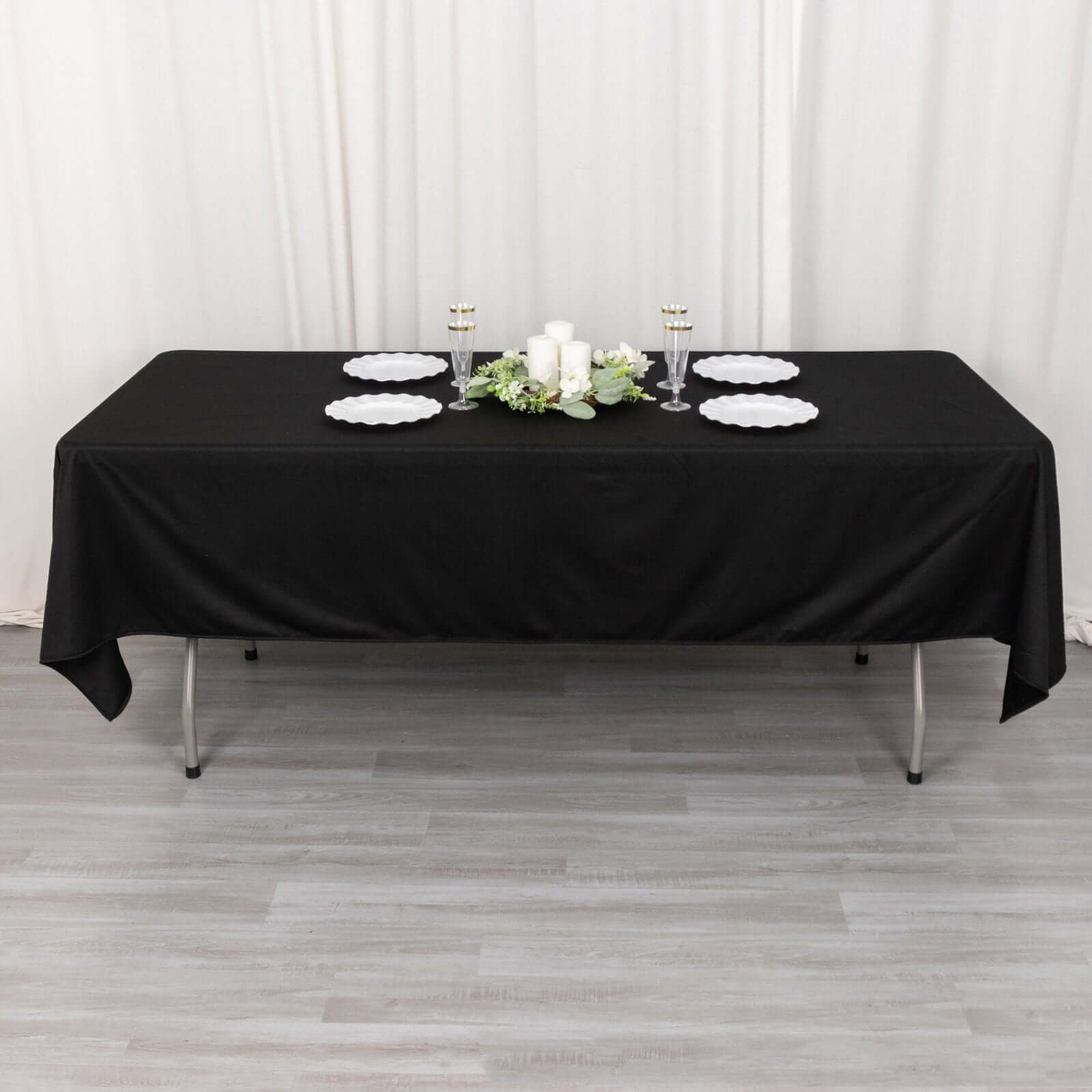 Exclusive Black 60x102 Scuba Polyester Wrinkle-Free & Stain-Resistant Rectangular Tablecloth for Weddings and Banquets