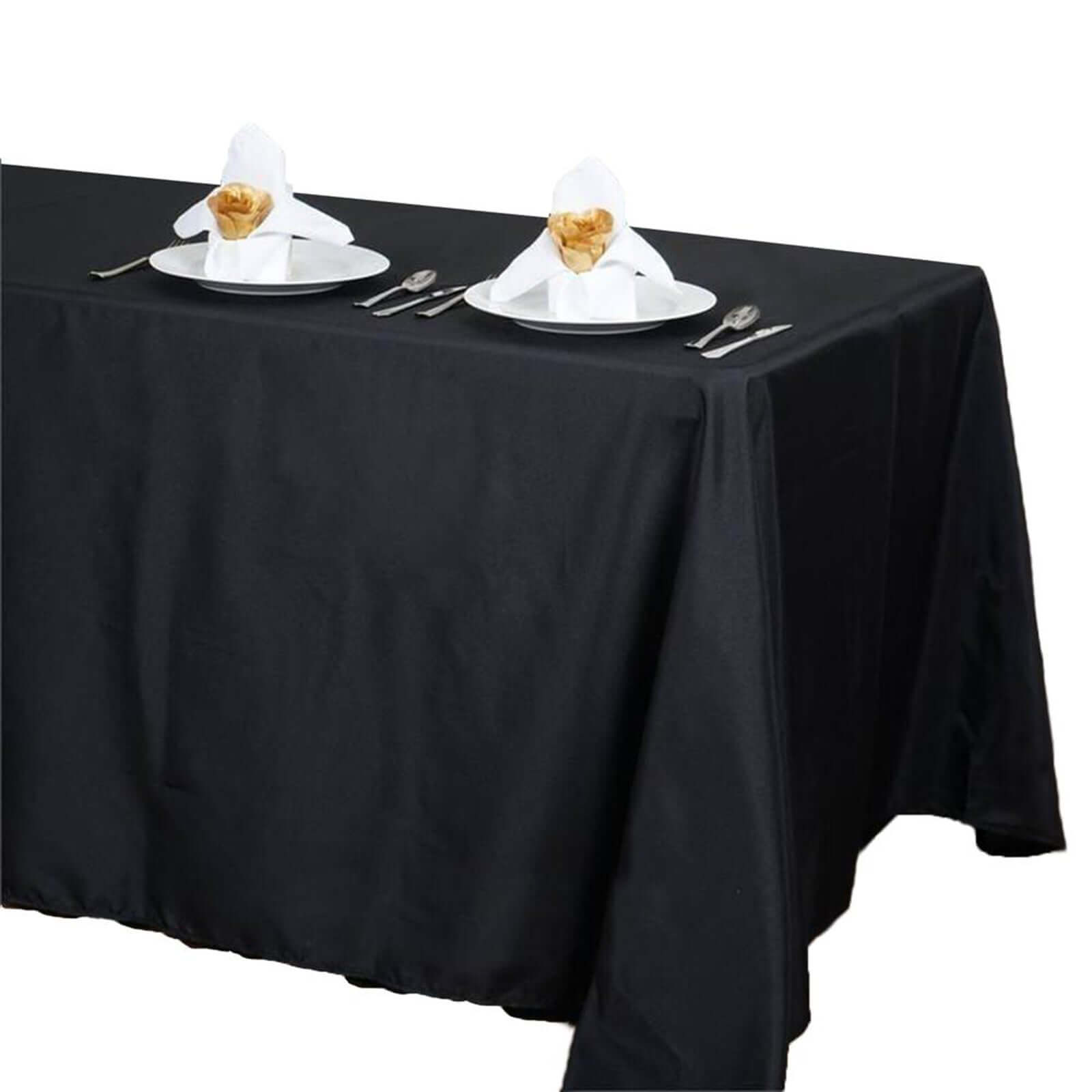 Black 72x120 Polyester Rectangle Tablecloth - Stylish & Durable for Events