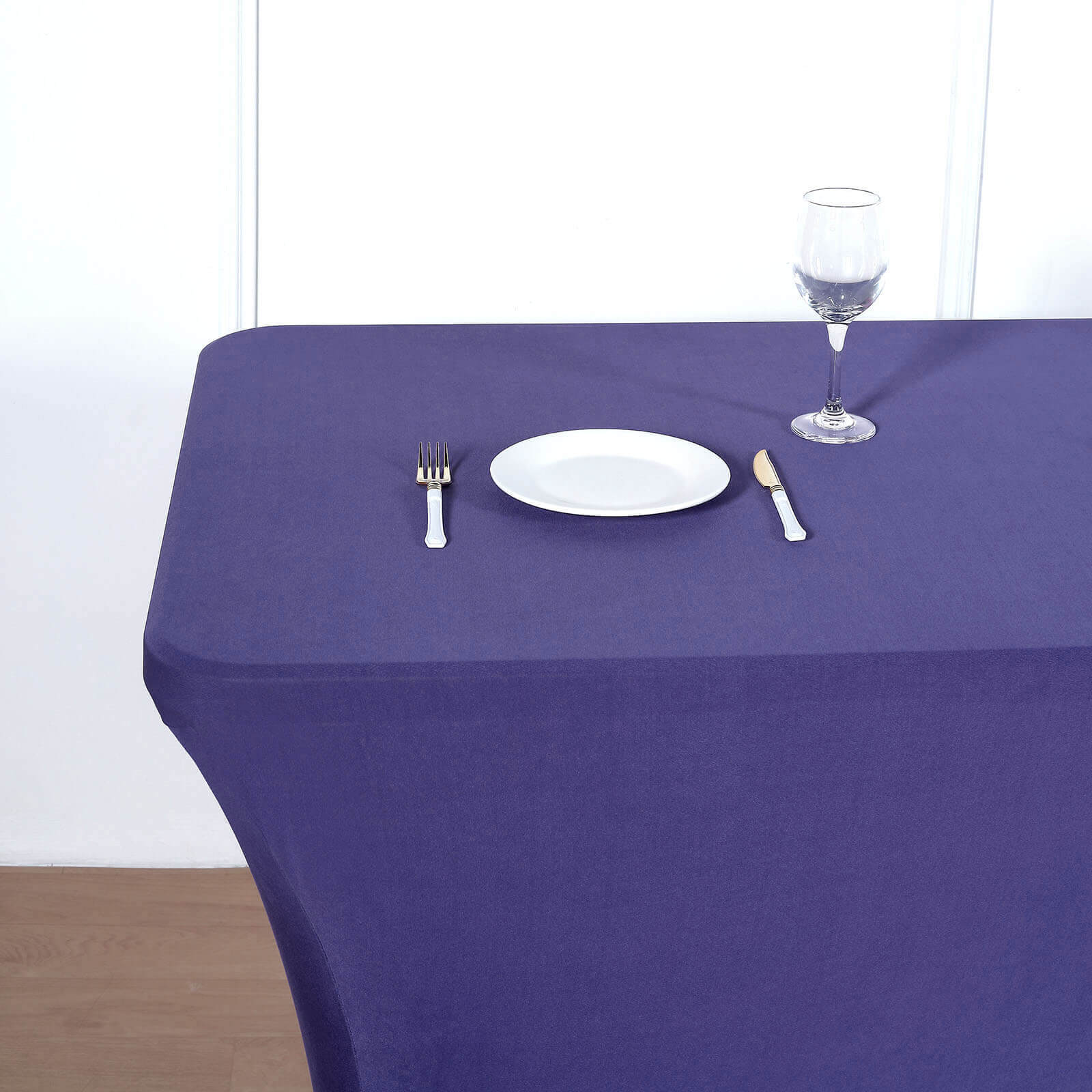 Purple Durable Stretch Spandex 96x30 Rectangle Table Cover - Ideal for Events