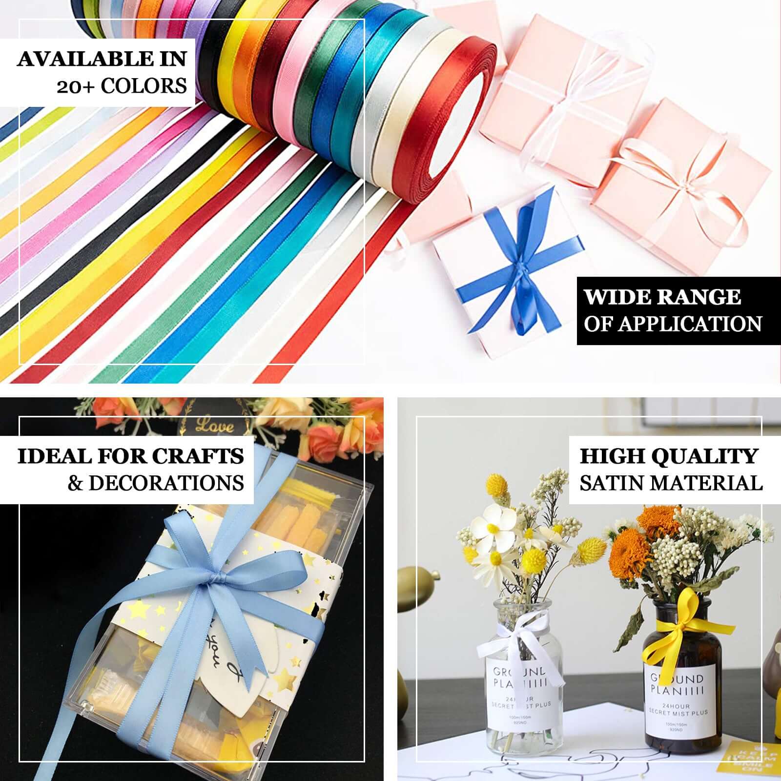100-Yard 3/8-Inch Fuchsia Single-Sided Decorative Satin Ribbon Roll