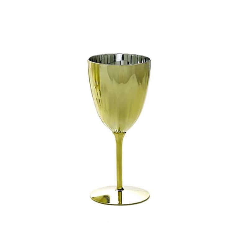 8oz Disposable Metallic Gold Plastic Wine Glasses - Set of 6 for Parties & Special Events