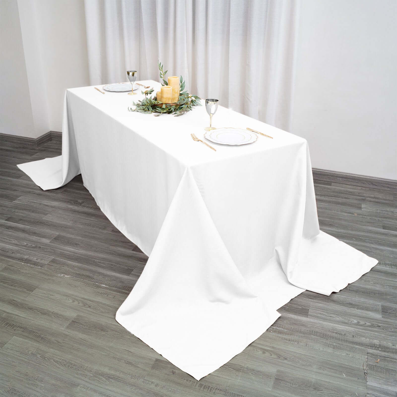 Seamless Wrinkle-Resistant White Polyester Tablecloth (90x156) for Elegant Gatherings - Great Deal!