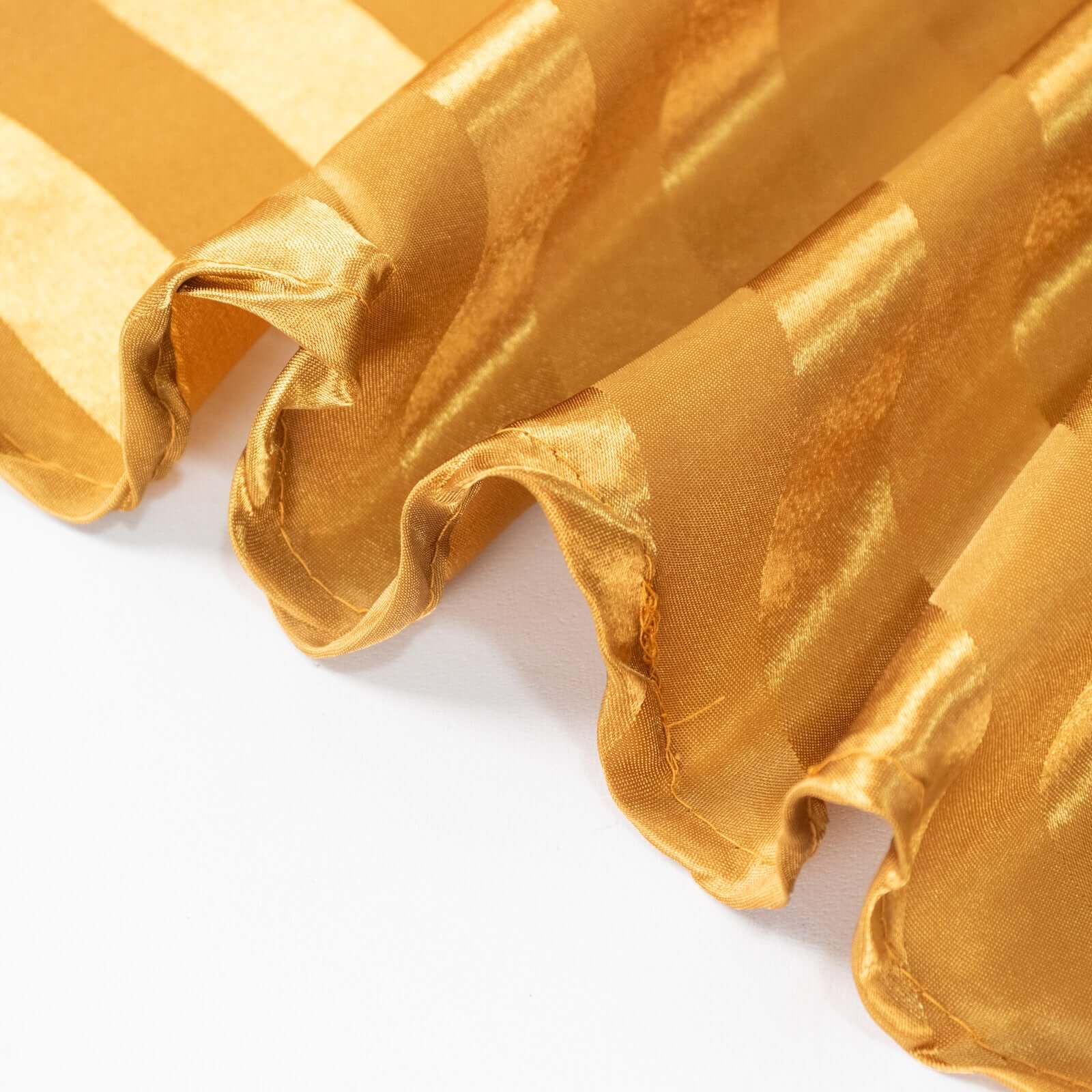 Exclusive Gold Satin Striped 90x132 Rectangular Seamless Tablecloth