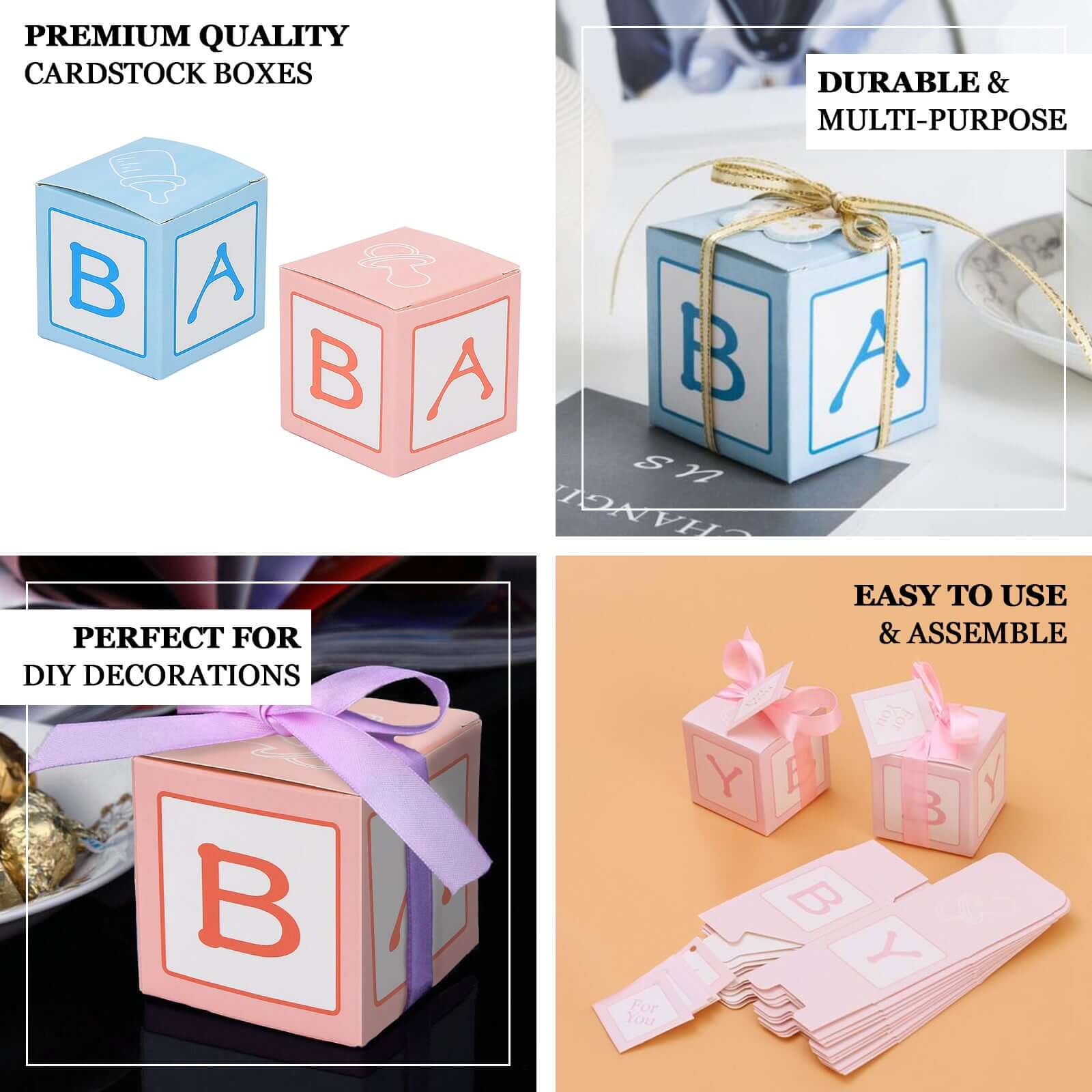 25-Pack Light Blue Baby Shower Candy Gift Boxes - Perfect Party Favors