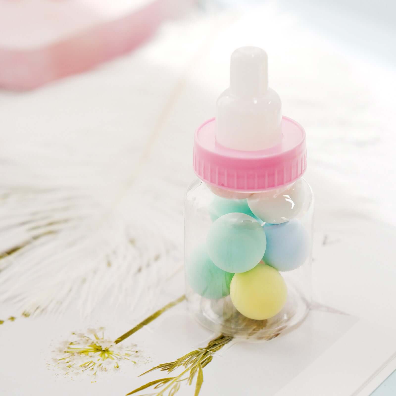 12-Pack Clear/Pink Fillable Mini Baby Bottle Candy Containers - Ideal Favors for Baby Showers