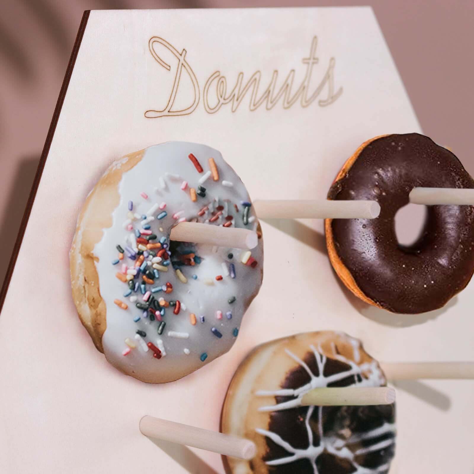 Rustic Detachable Wooden Hexagon Donut Wall Stand for Space-Saving Dessert Display