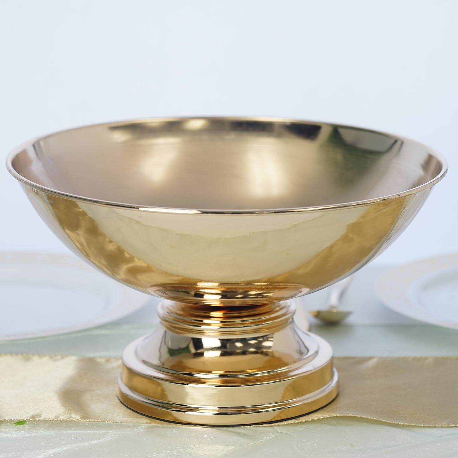 Hot Sale! Gold Metal Round Pedestal Flower Pot - 12
