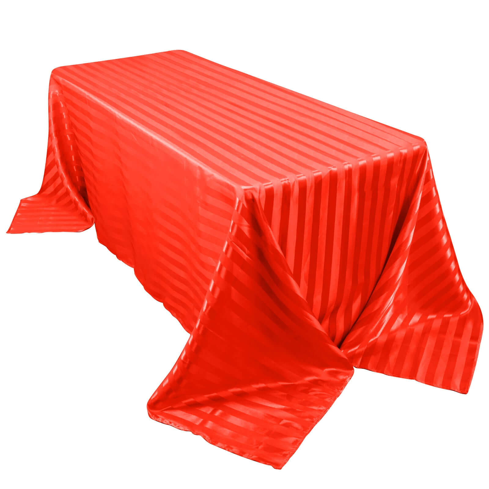 Hot Deal! Red Satin Striped 90x132 Rectangular Seamless Tablecloth