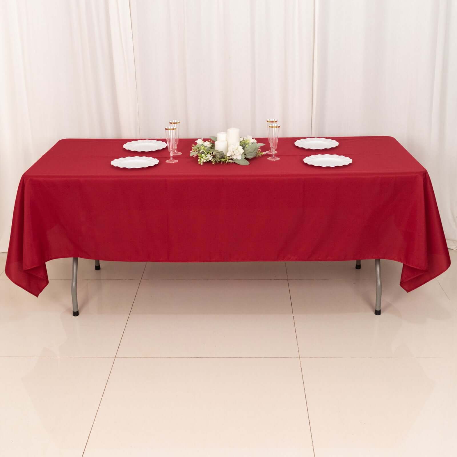 Stylish & Durable Wine Polyester 60x102 Rectangle Tablecloth - Great Deal!