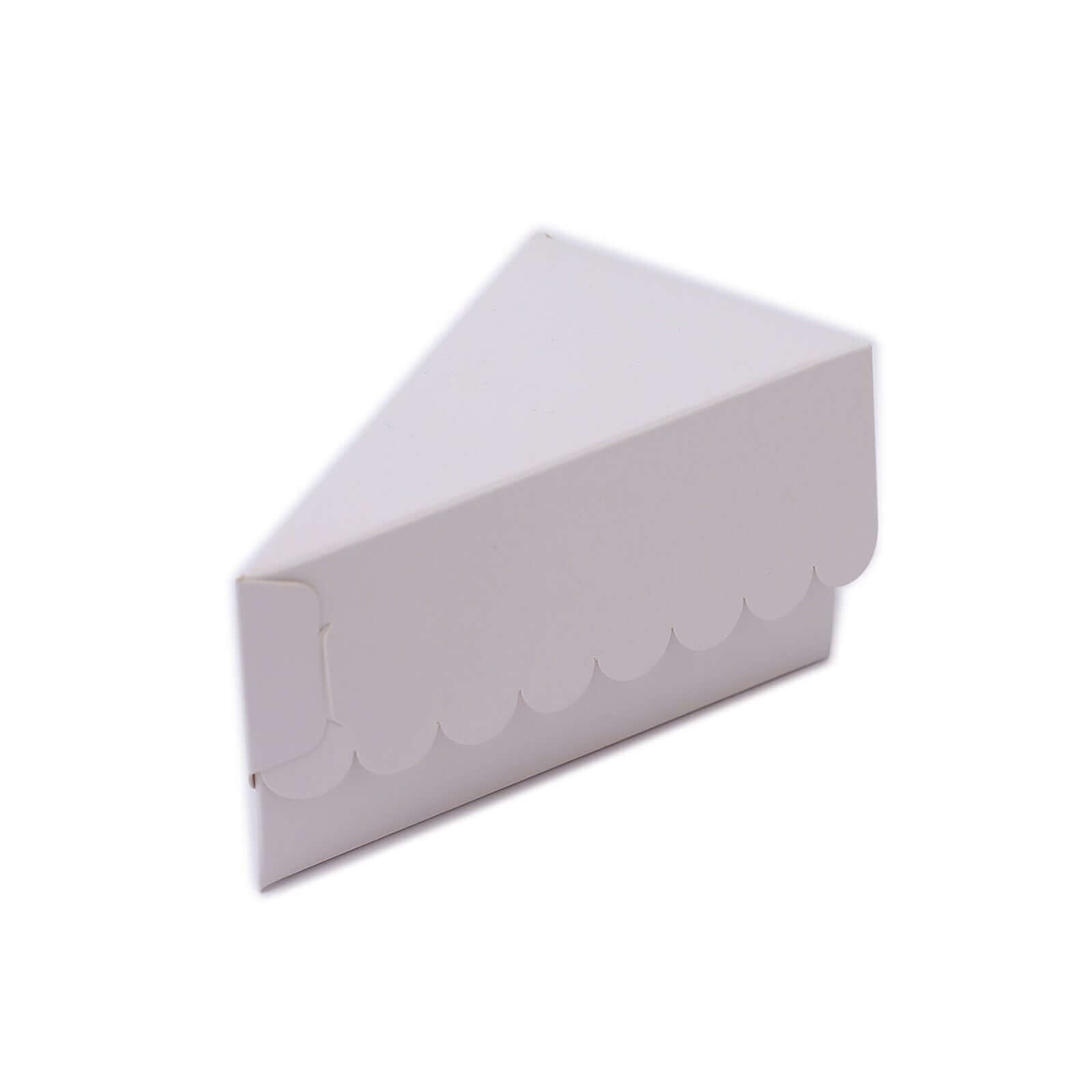 10-Pack Gold Decorative Scalloped Top Cardstock Triangle Cake Slice Boxes for Desserts & Party Favors