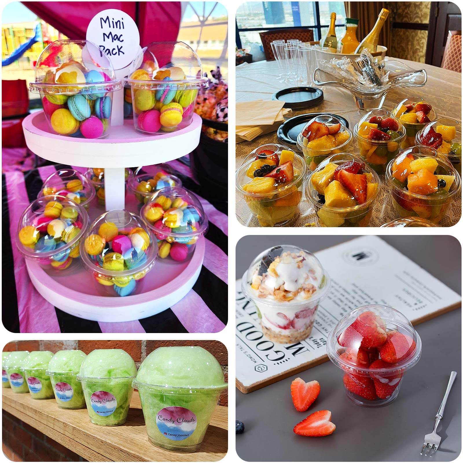 Hot! 50-Pack 7oz Clear Plastic Dessert Parfait Cups with Dome Lids for Ice Cream