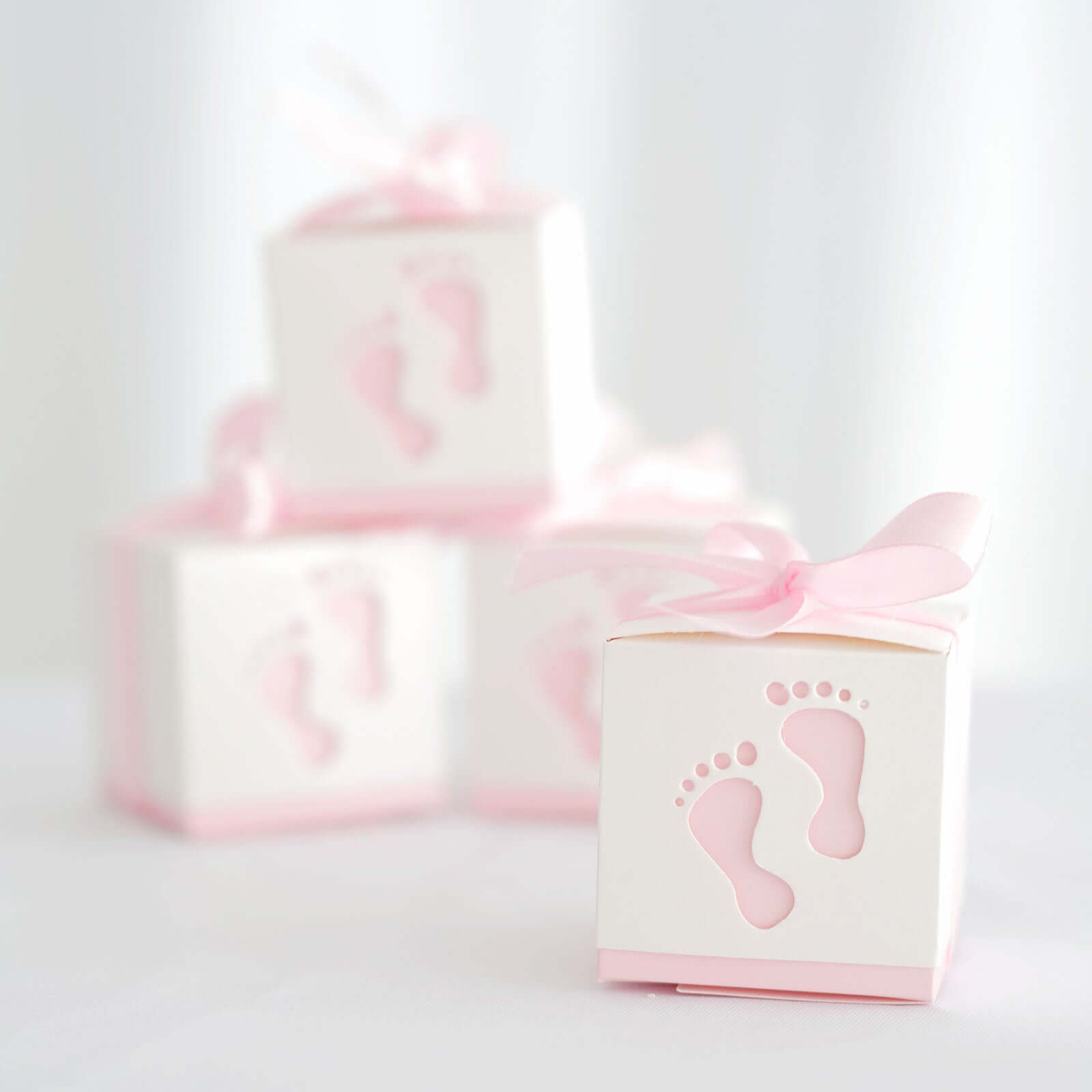 25-Piece Set of Pink Footprint Baby Shower Party Favor Candy Gift Boxes