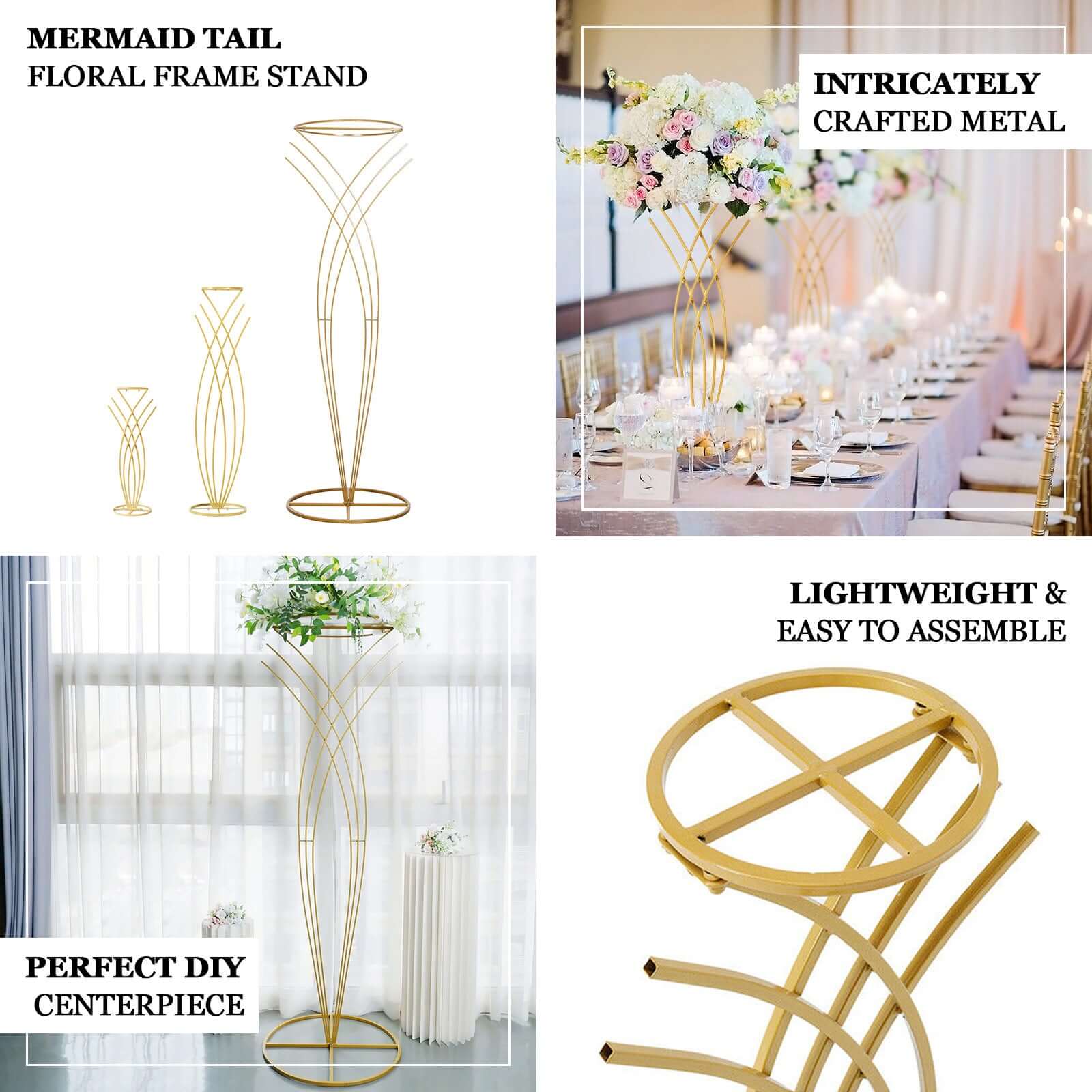 Gold Metal Mermaid Tail 2ft Wedding Table Centerpiece - Ideal for Decor