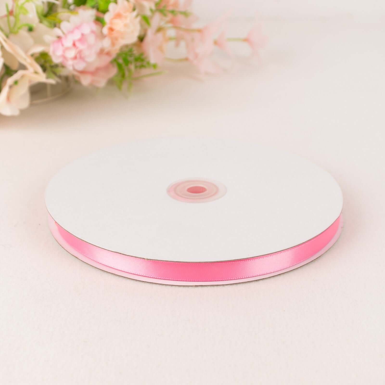Hot! 3/8 Pink Single-Face Satin Decorative Ribbon - 100 Yards
