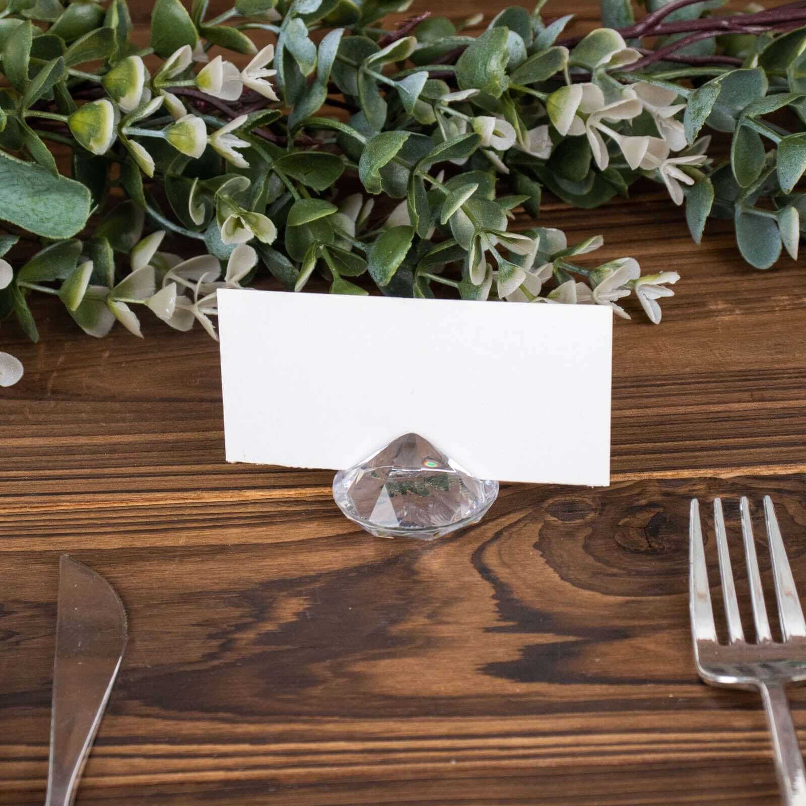10-Pack Clear Plastic Diamond Shaped Card Holder Stands for Wedding Table Decor