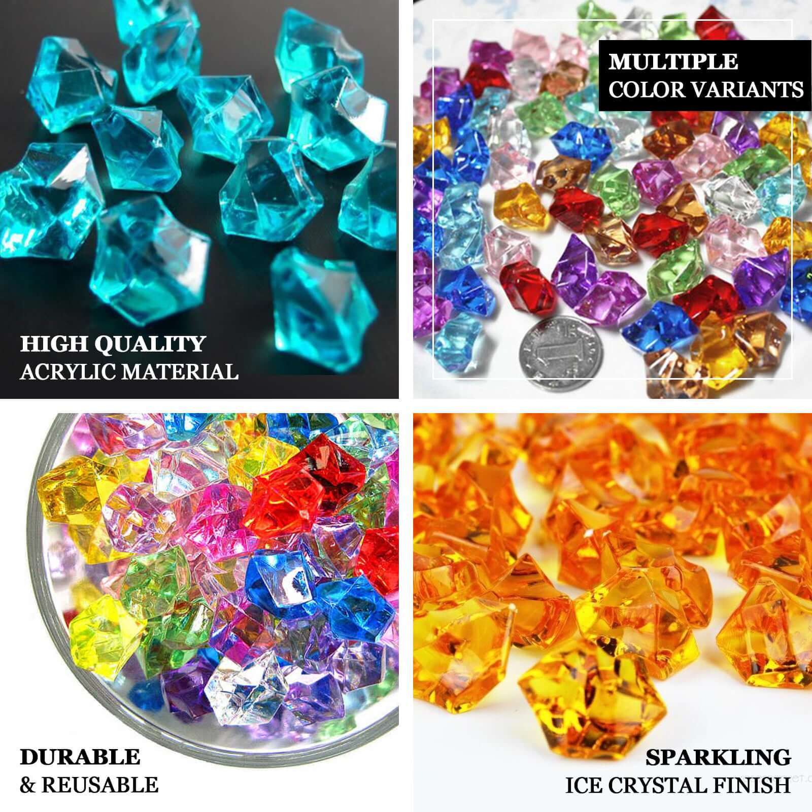 300 Pcs Large Clear Acrylic Ice Bead Vase Fillers - Ideal for Event Decor & DIY Crafts