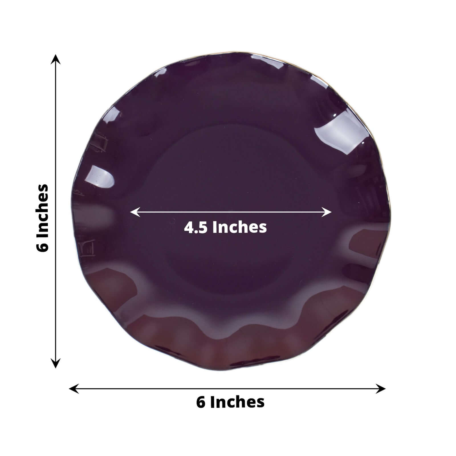 10-Pack Purple Plastic Round Dessert Plates with Gold Edging - Sturdy Disposable Dinnerware