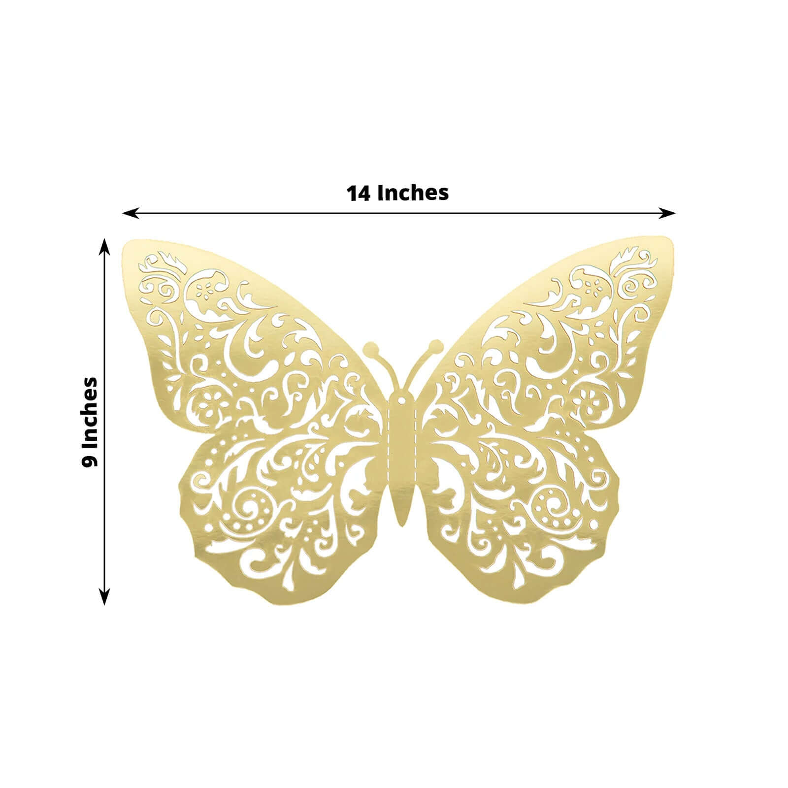 10-Pack Large Metallic Gold Foil 3D Butterfly Wall Stickers for Decor