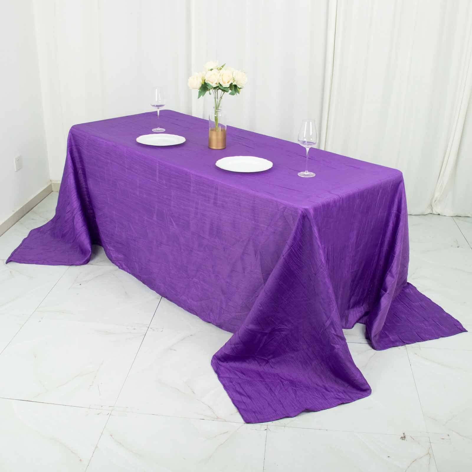 Purple Seamless Accordion Crinkle Taffeta Rectangle Tablecloth 90x132