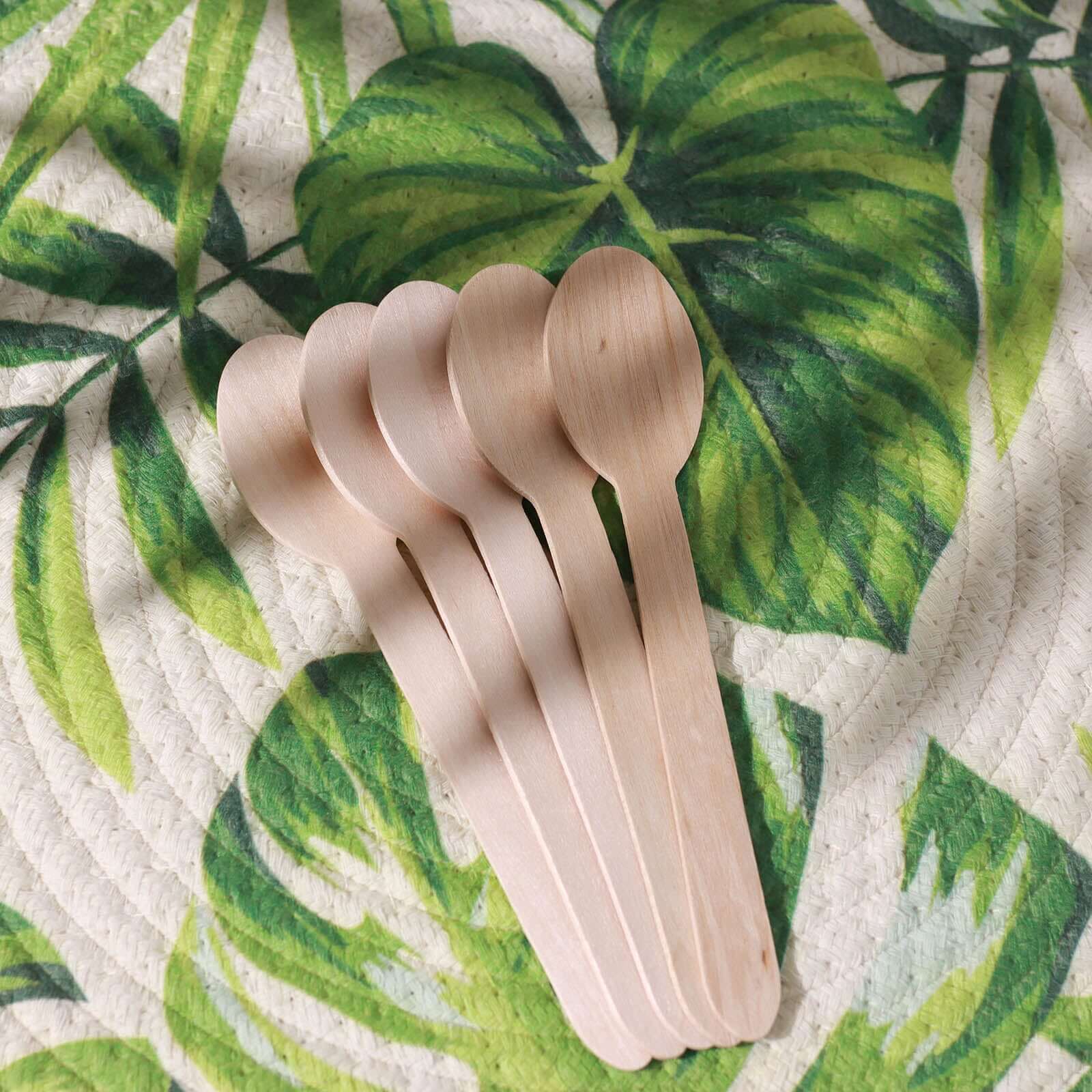 100-Piece Set of Natural Birchwood Spoons - Eco-Friendly, Biodegradable for Rustic & Outdoor Events
