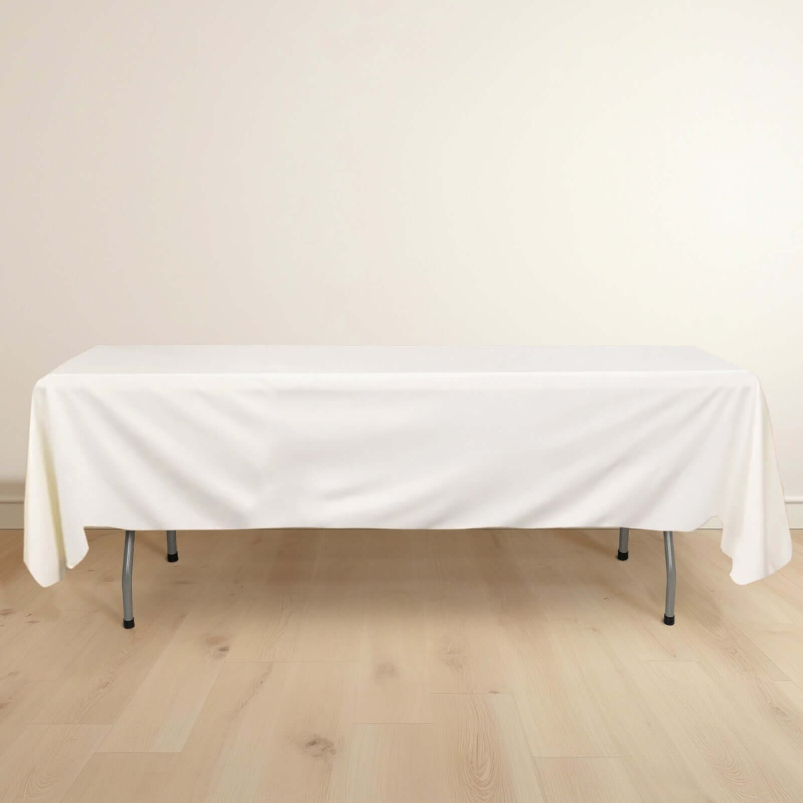 Ivory Premium Scuba 60x102 Wrinkle-Free & Stain-Resistant Rectangular Tablecloth - Ideal for Events