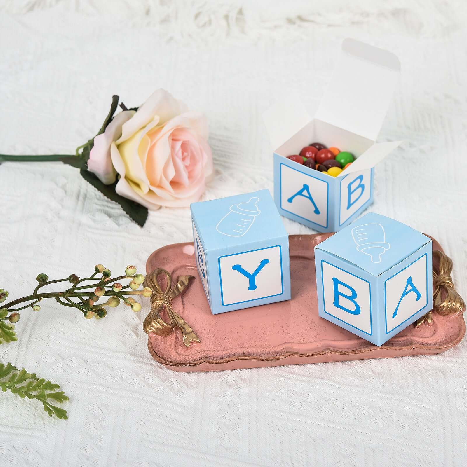 25-Pack Light Blue Baby Shower Candy Gift Boxes - Perfect Party Favors