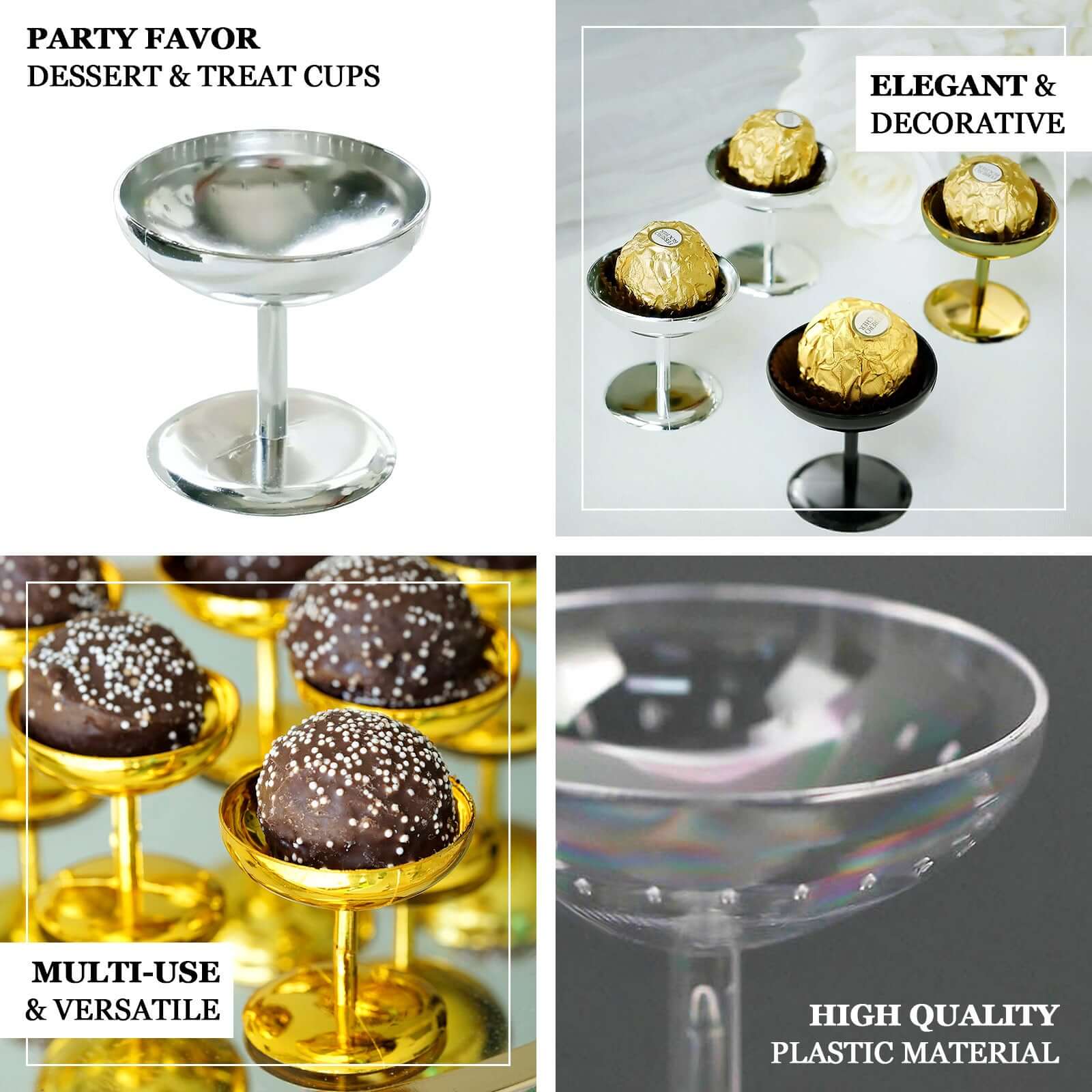 12-Pack Gold Plastic Dessert Cups - Ideal for Treats