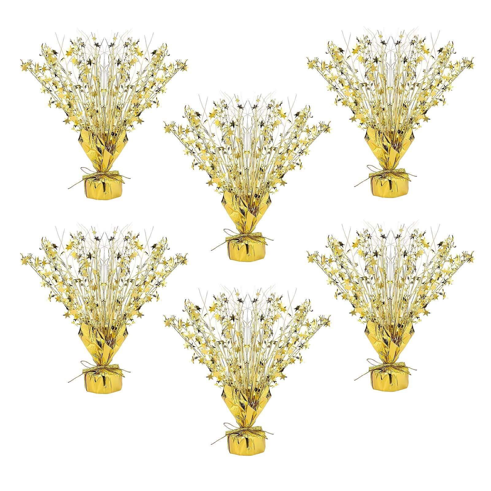 6-Pack Metallic Gold Star Foil Spray Centerpieces: Free-Standing Party Decor with Eye-Catching Design
